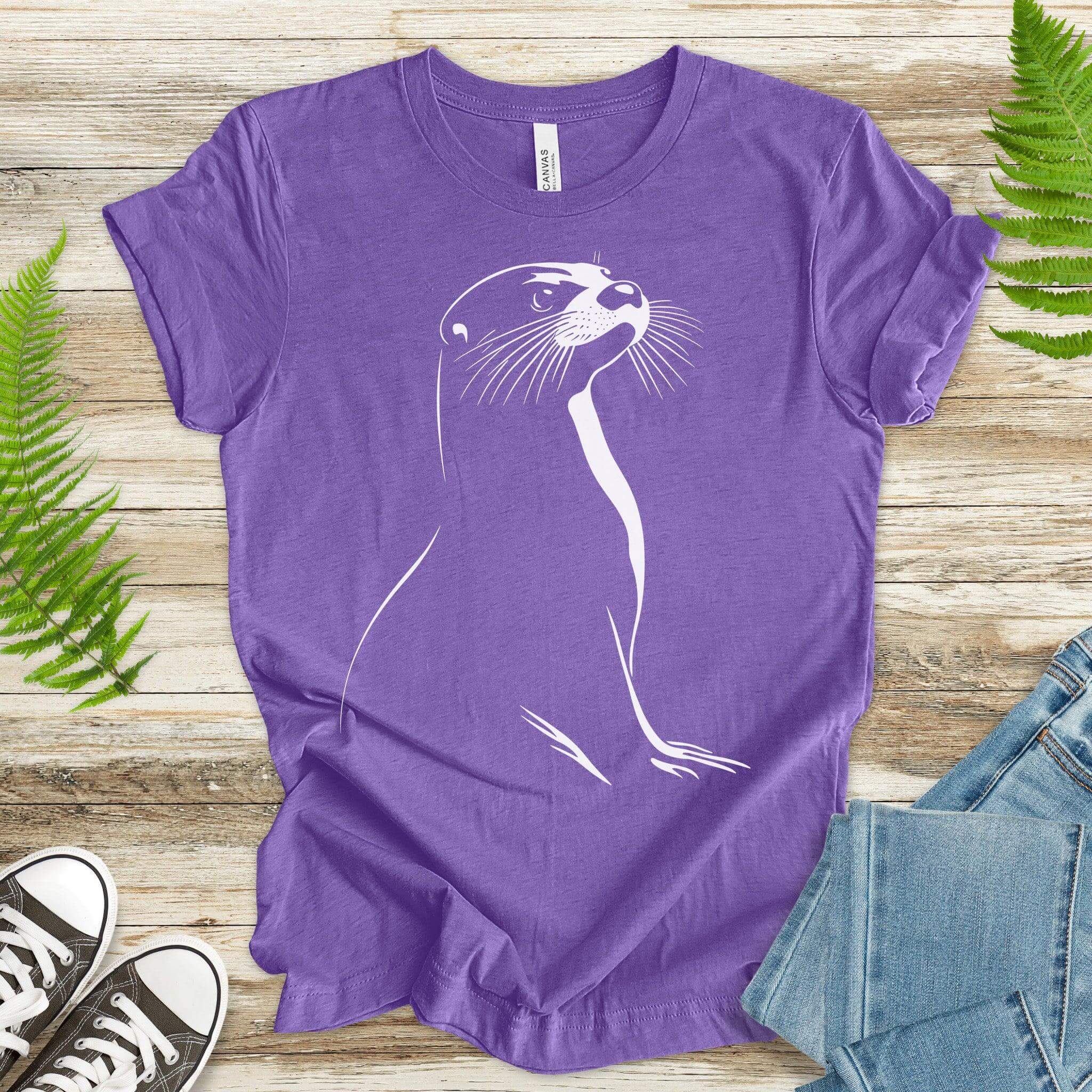 Playful Spirit: White Sketch Otter T-Shirt - TShirtree