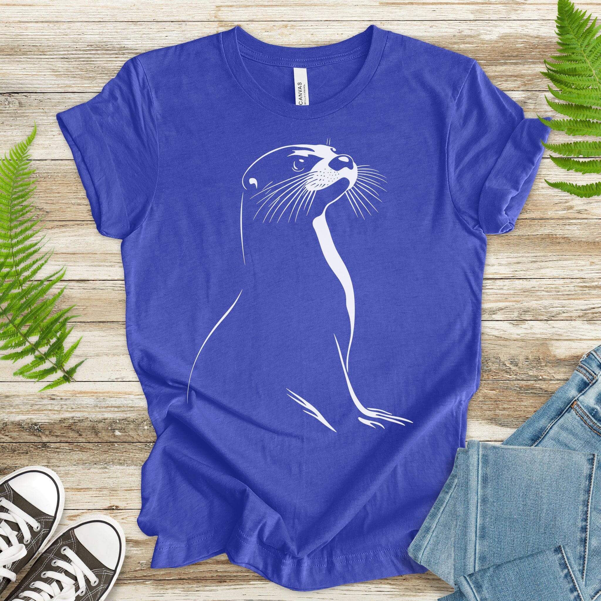 Playful Spirit: White Sketch Otter T-Shirt - TShirtree