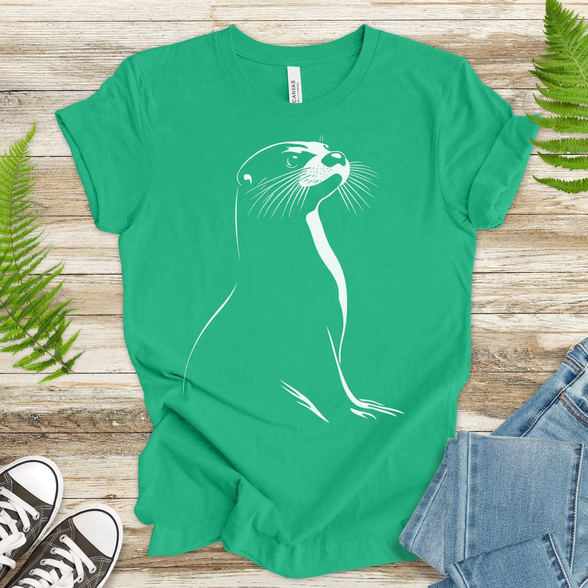 Playful Spirit: White Sketch Otter T-Shirt - TShirtree