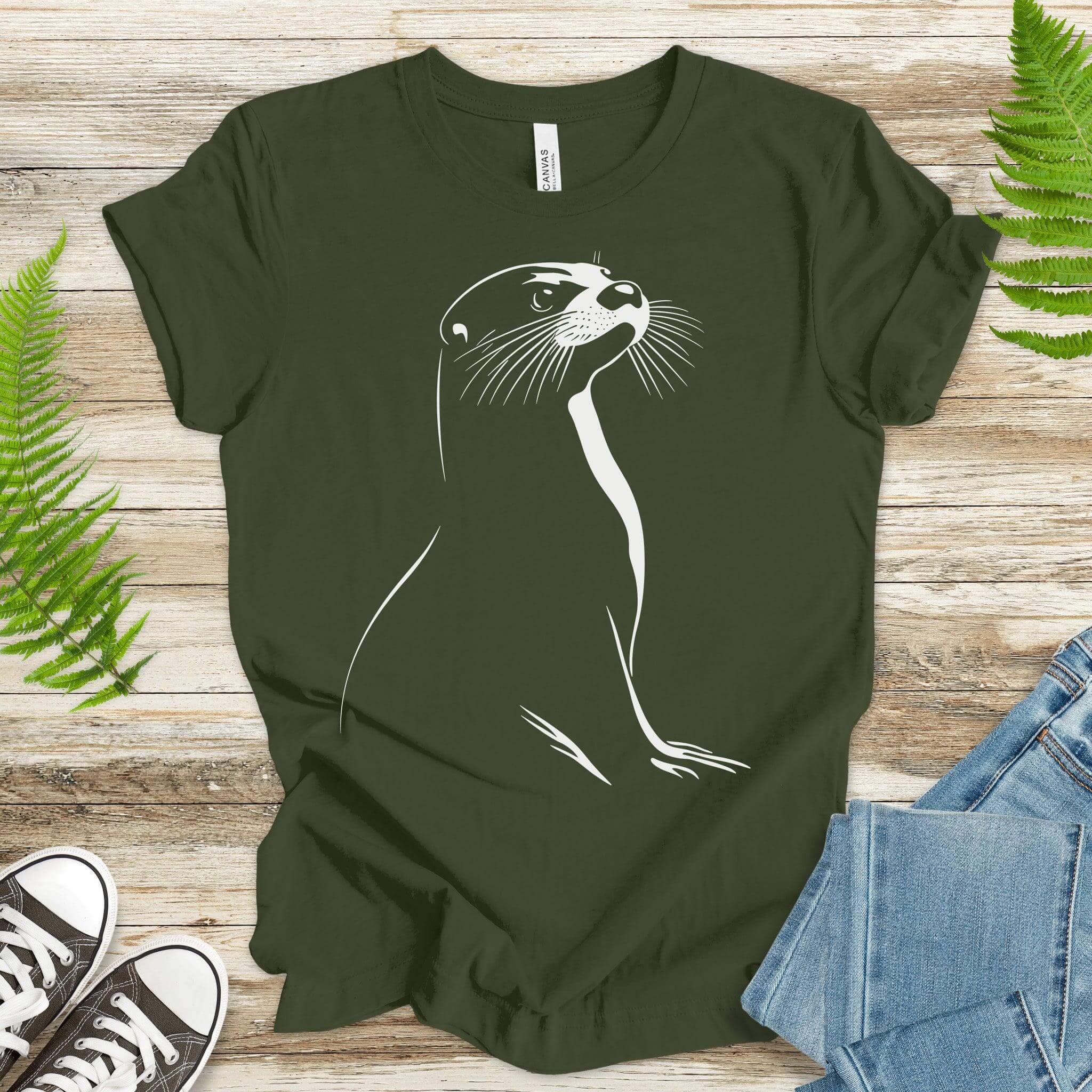 Playful Spirit: White Sketch Otter T-Shirt - TShirtree