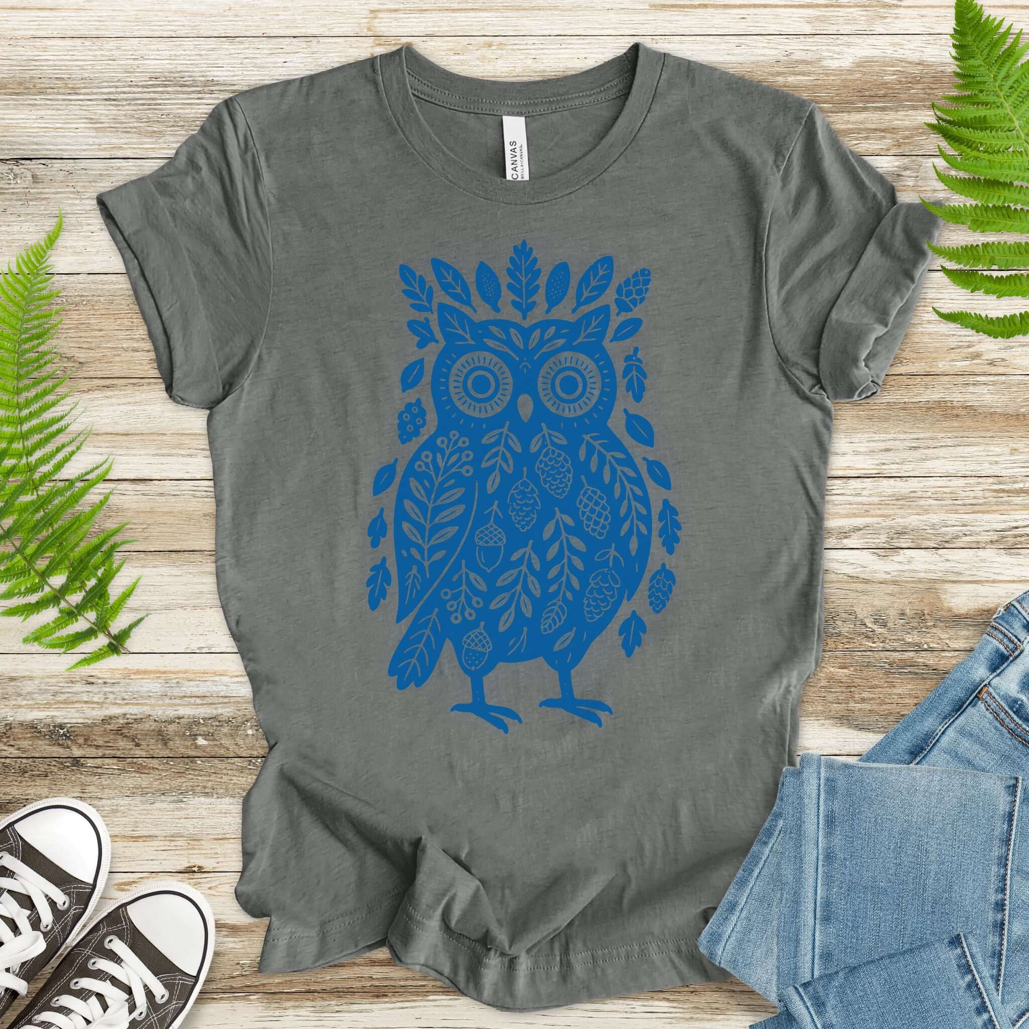 Owl Made of Nature Elements Forest T-Shirt