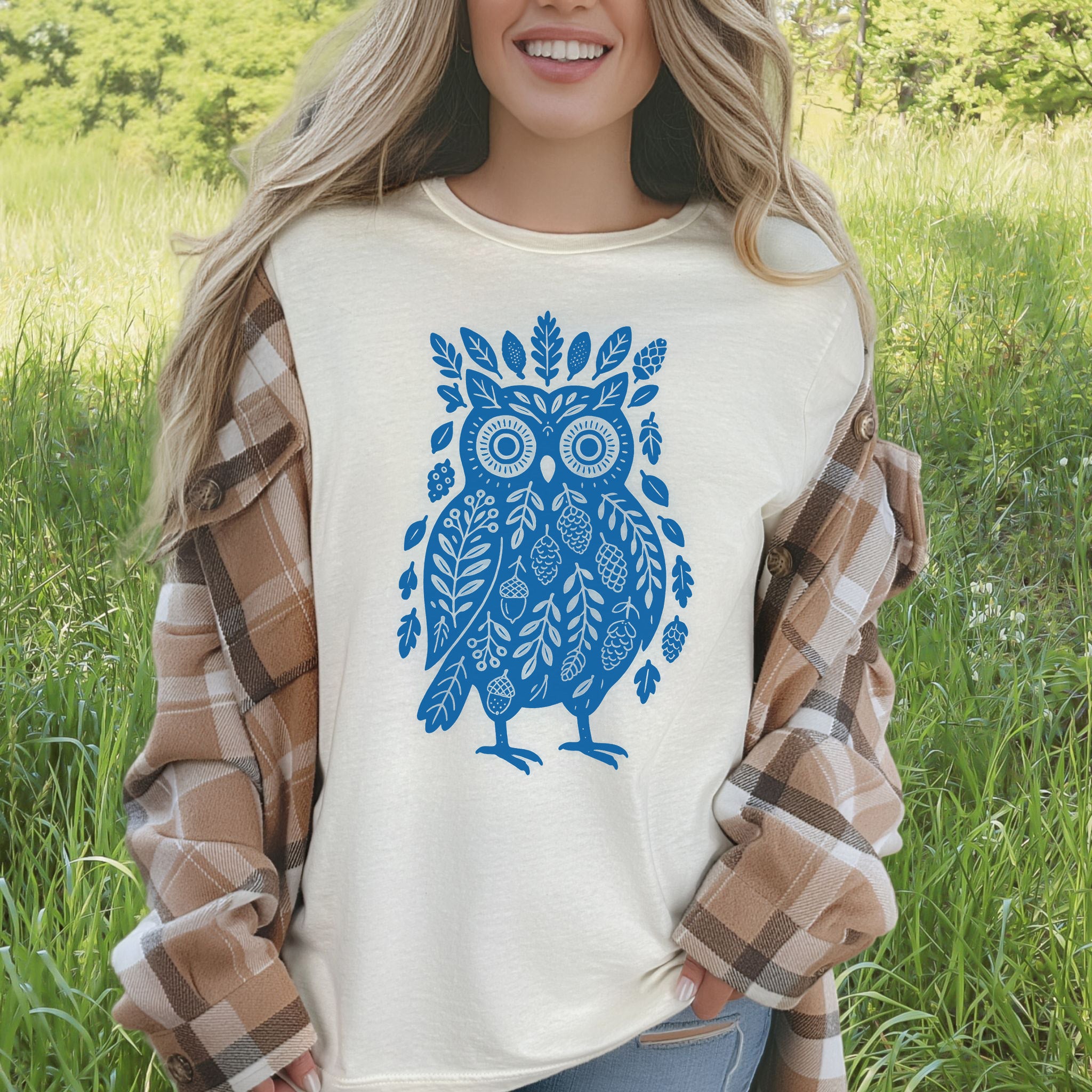 Owl Made of Nature Elements Forest T-Shirt