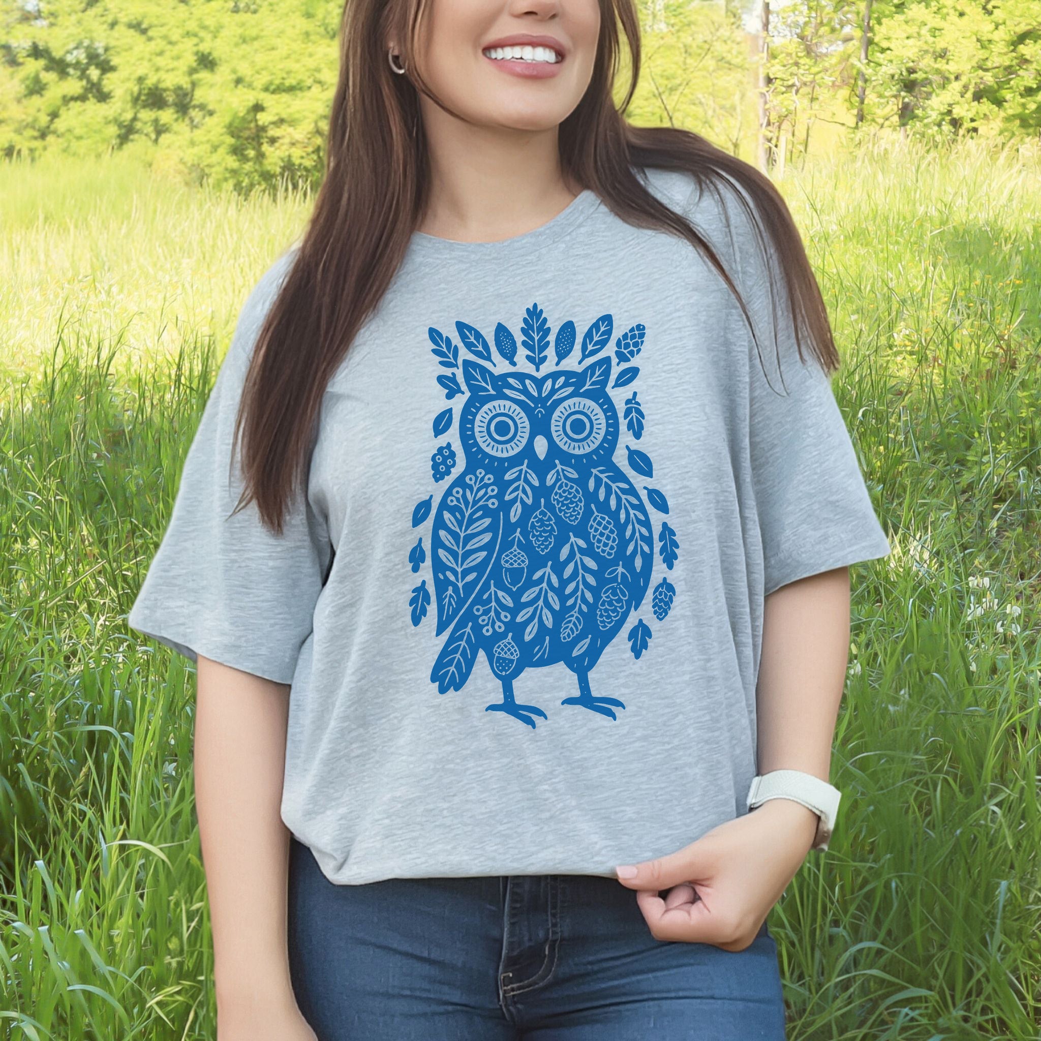 Owl Made of Nature Elements Forest T-Shirt