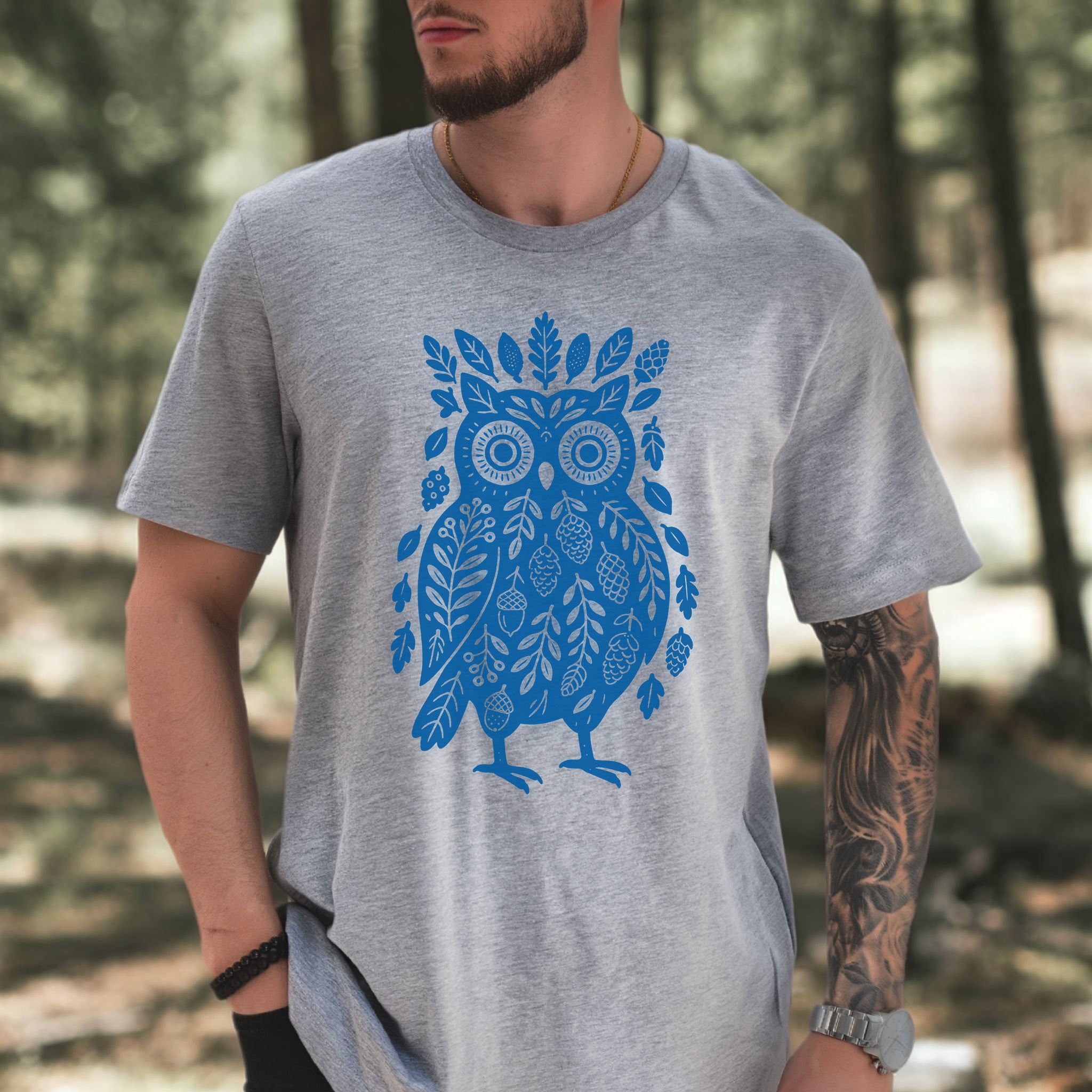 Owl Made of Nature Elements Forest T-Shirt