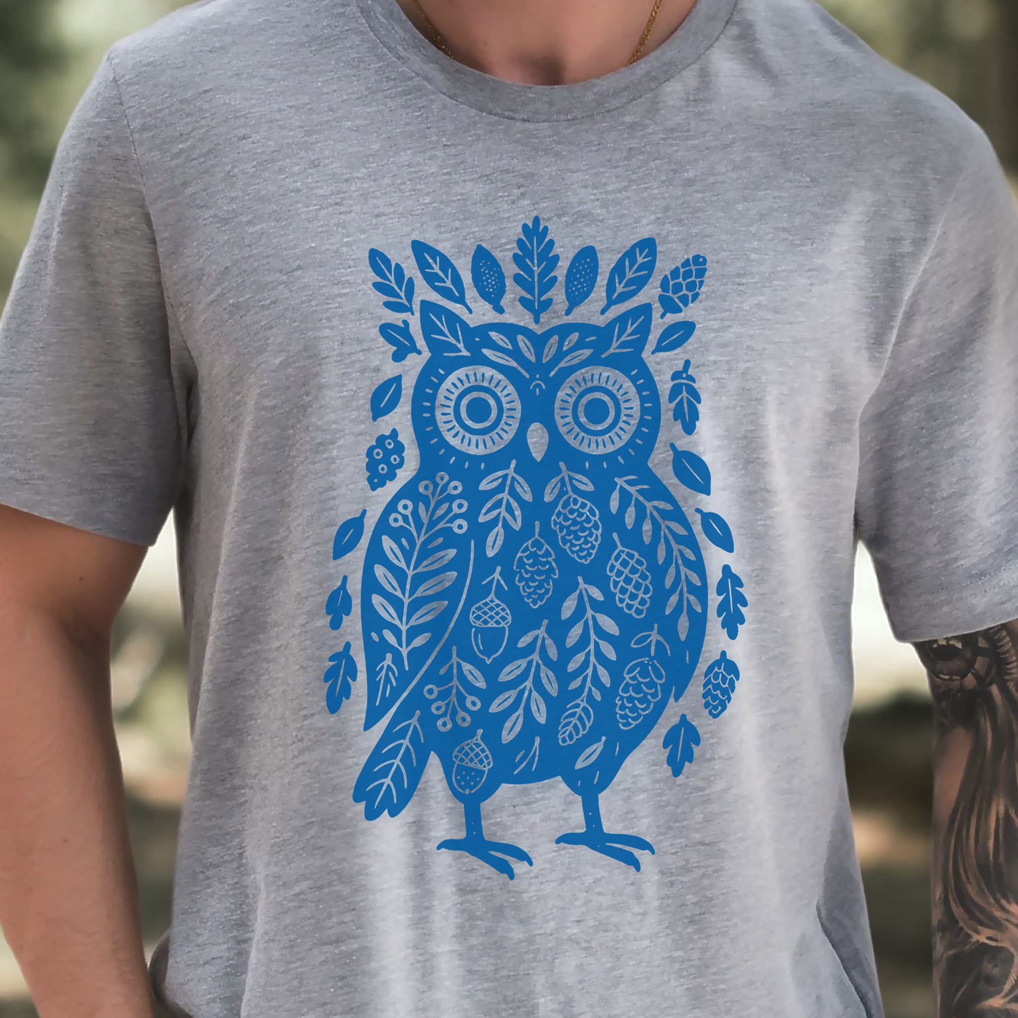 Owl Made of Nature Elements Forest T-Shirt