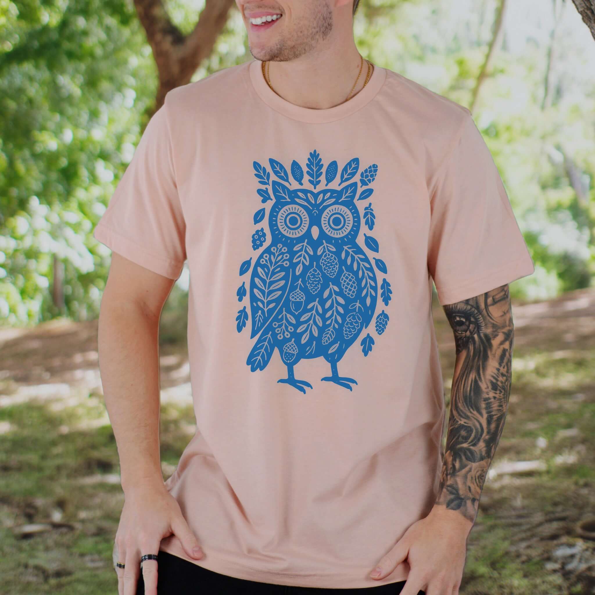 Owl Made of Nature Elements Forest T-Shirt