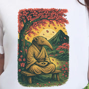 Zen Anteater T-Shirt – Meditating Animal & Cherry Blossom Tee
