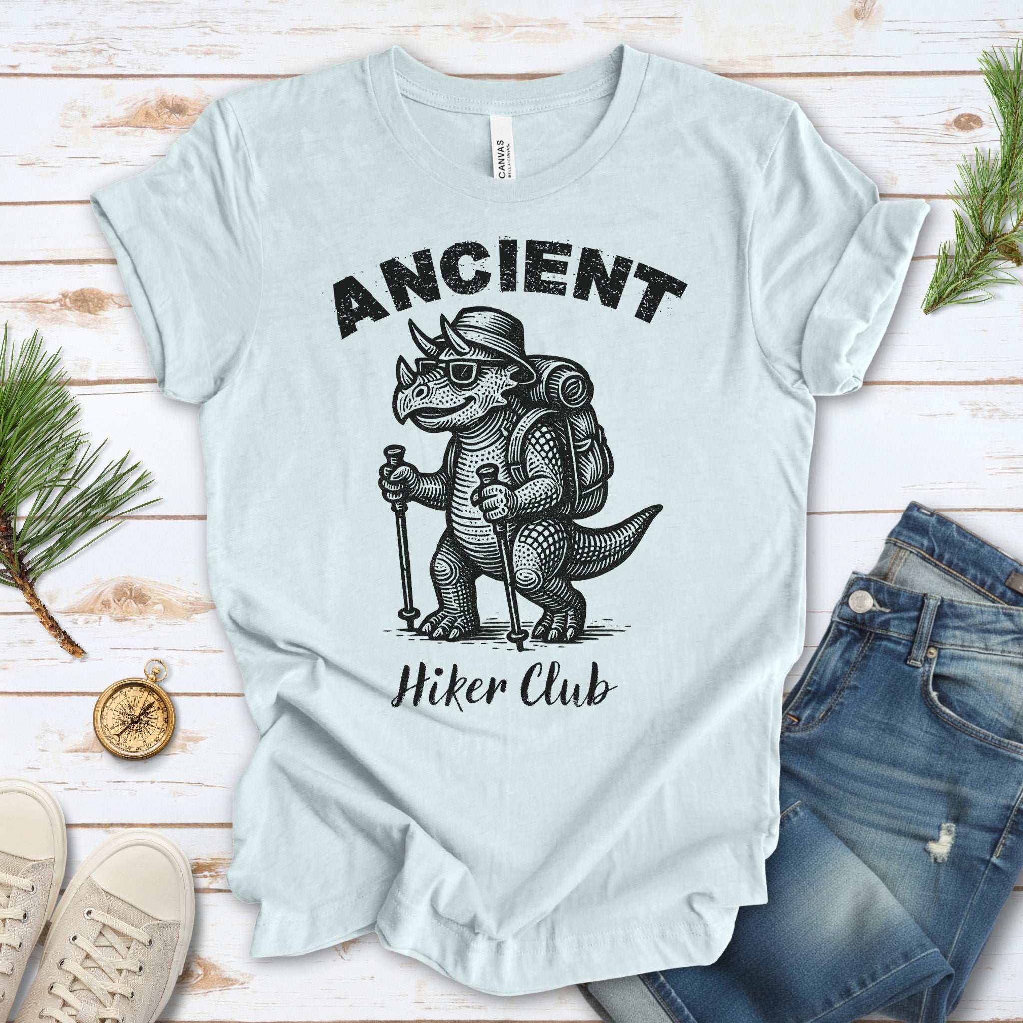Ancient Hiker Club T-Shirt – Funny Dino Hiking Gift Tee