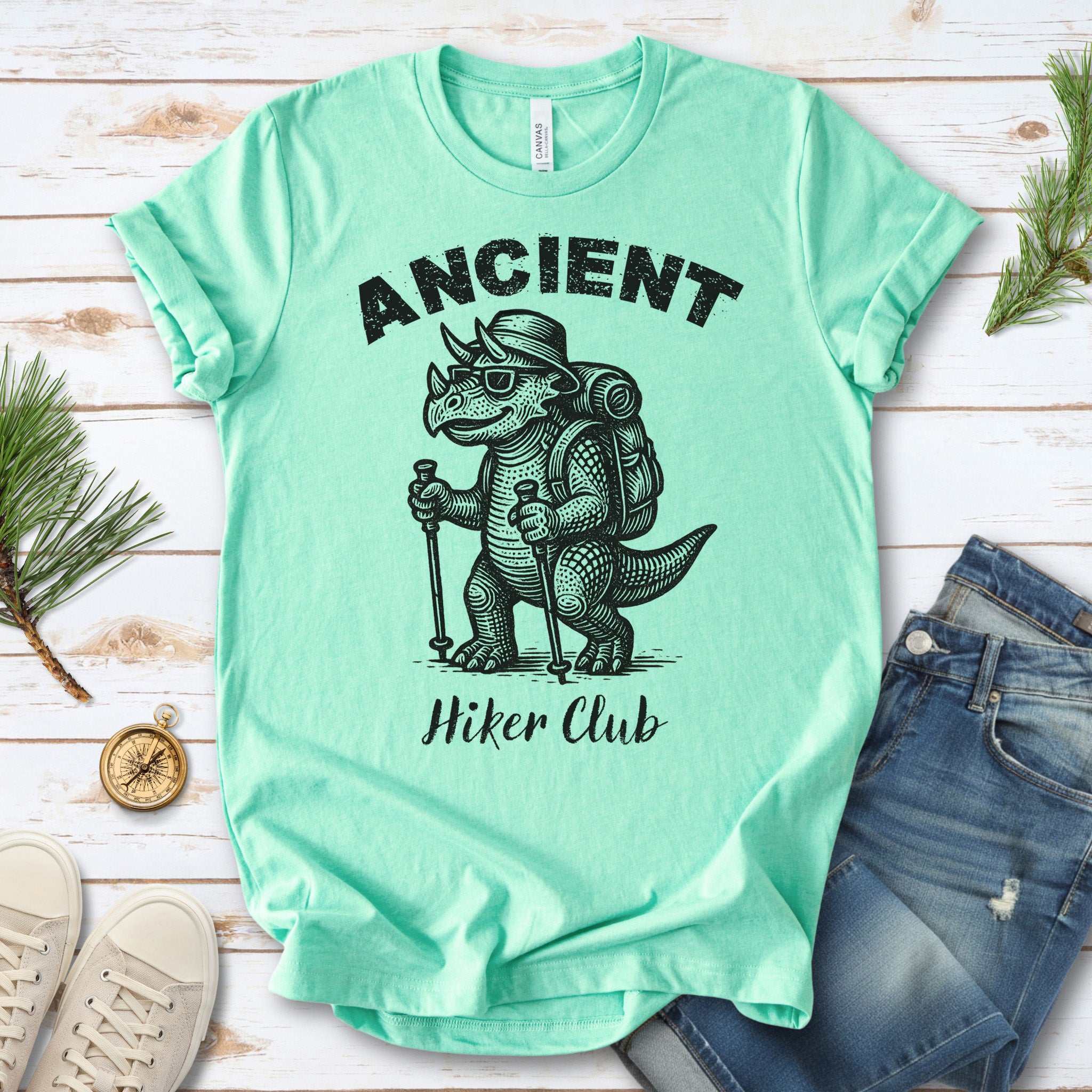 Ancient Hiker Club T-Shirt – Funny Dino Hiking Gift Tee