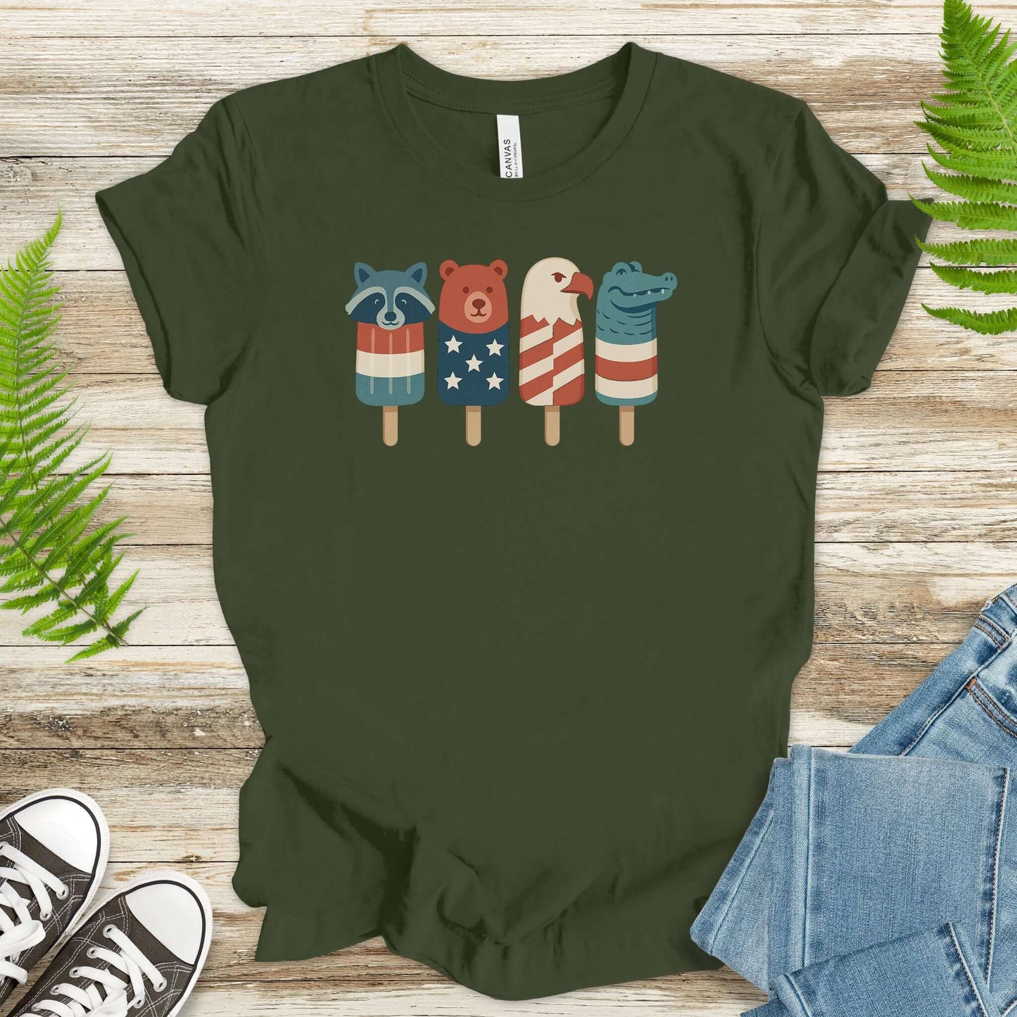 Patriotic Animal Popsicle T-Shirt – Funny 4th of July Ice Pop Tee