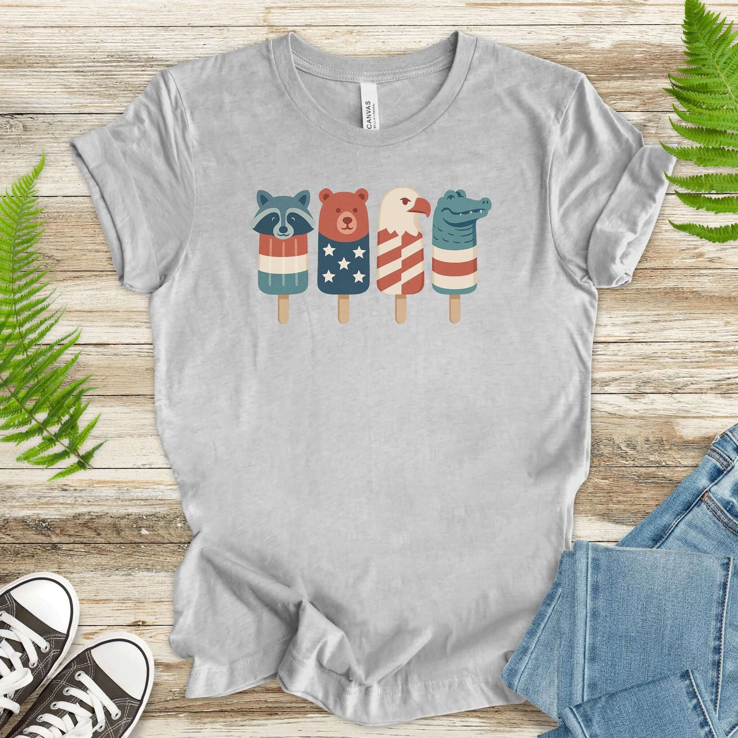 Patriotic Animal Popsicle T-Shirt – Funny 4th of July Ice Pop Tee