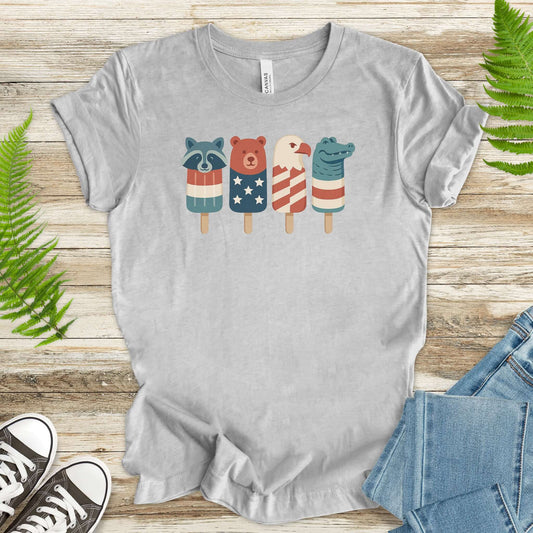 Patriotic Animal Popsicle T-Shirt – Funny 4th of July Ice Pop Tee