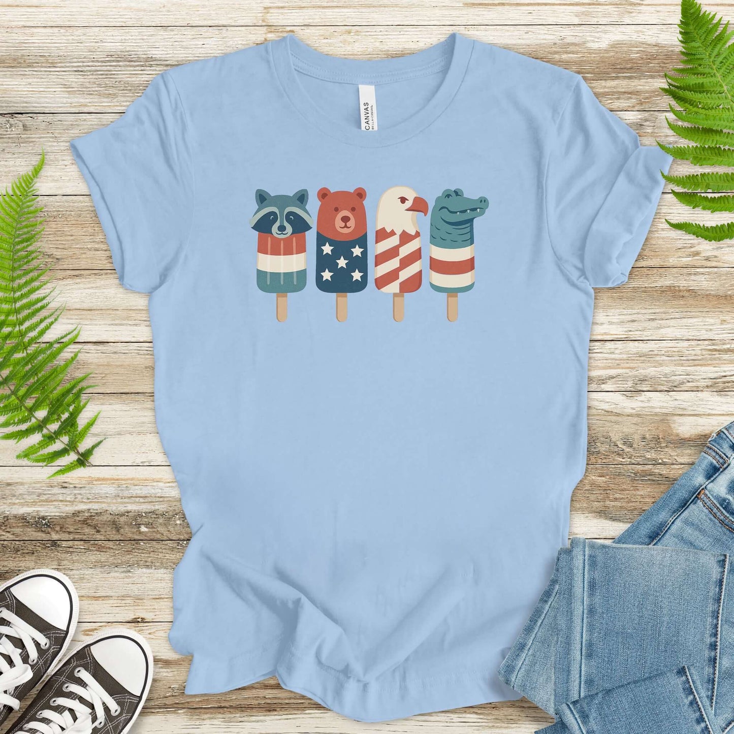 Patriotic Animal Popsicle T-Shirt – Funny 4th of July Ice Pop Tee