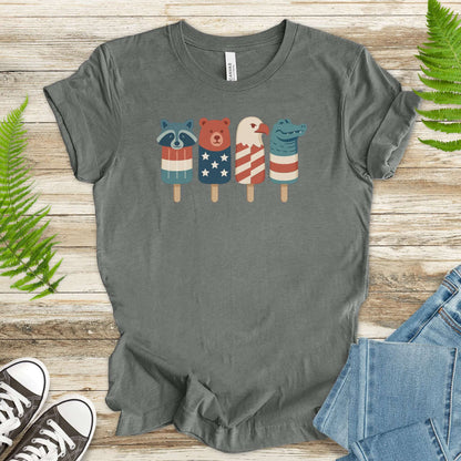 Patriotic Animal Popsicle T-Shirt – Funny 4th of July Ice Pop Tee