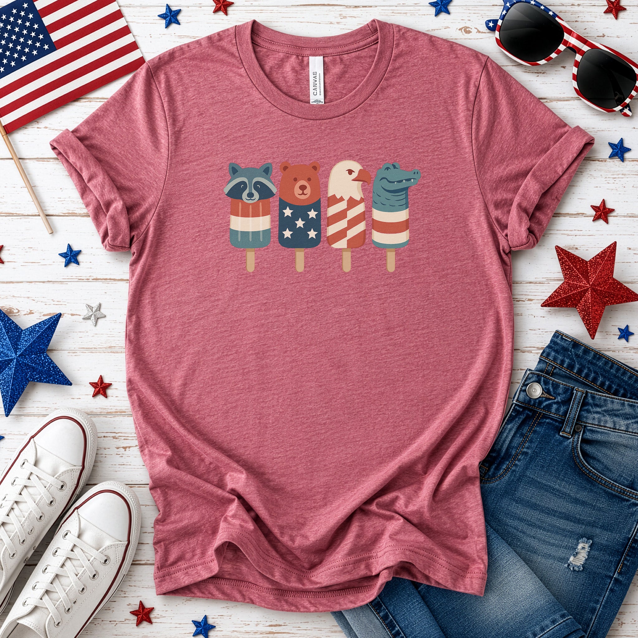 Patriotic Animal Popsicle T-Shirt – Funny 4th of July Ice Pop Tee