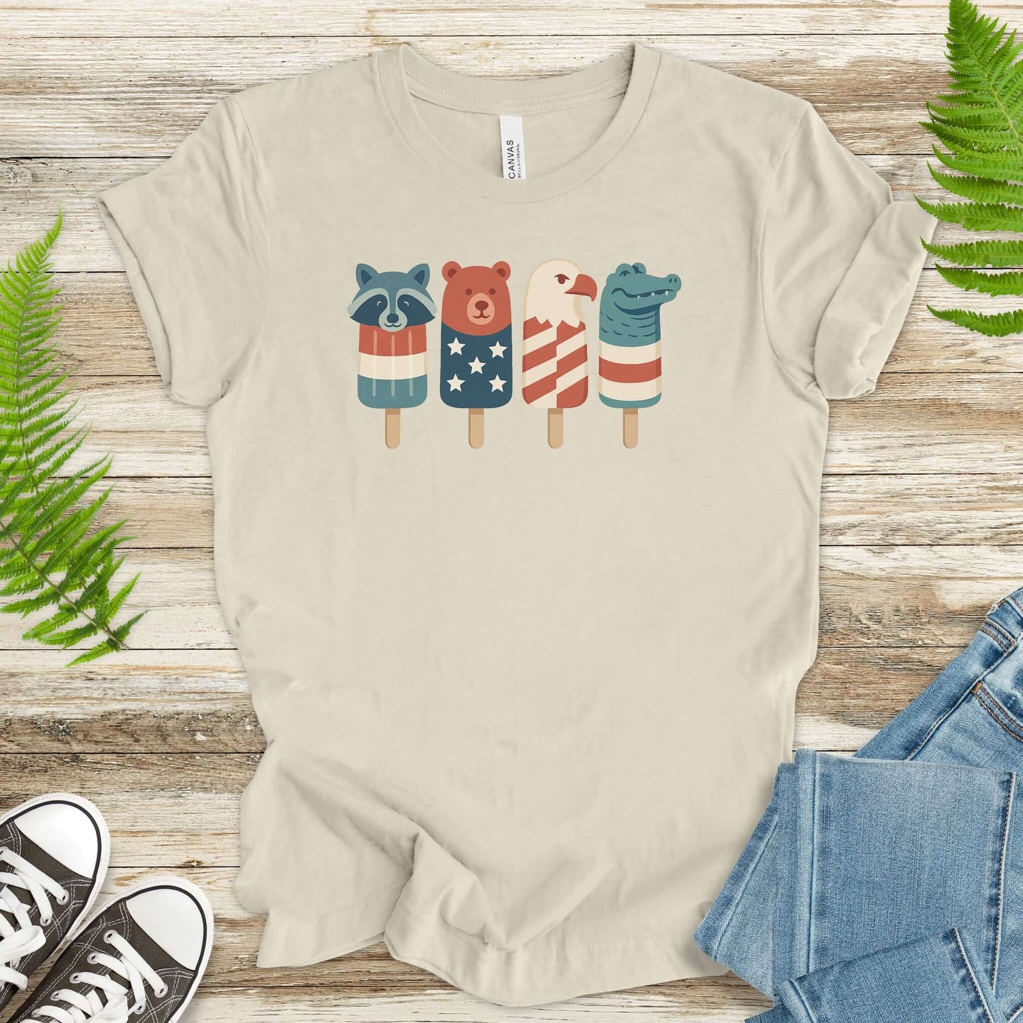 Patriotic Animal Popsicle T-Shirt – Funny 4th of July Ice Pop Tee