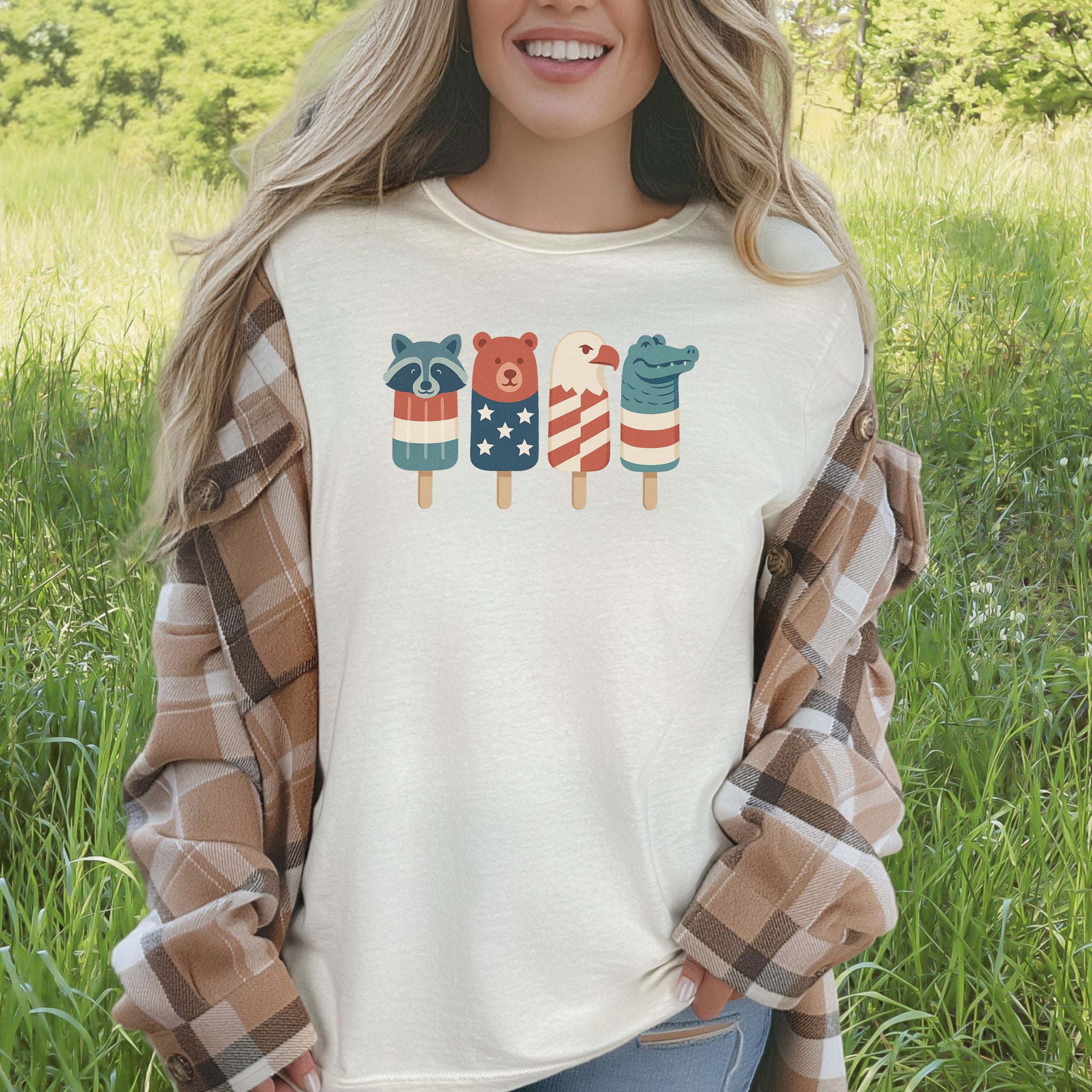 Patriotic Animal Popsicle T-Shirt – Funny 4th of July Ice Pop Tee
