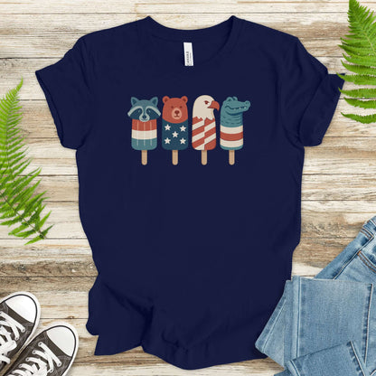 Patriotic Animal Popsicle T-Shirt – Funny 4th of July Ice Pop Tee