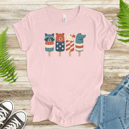 Patriotic Animal Popsicle T-Shirt – Funny 4th of July Ice Pop Tee