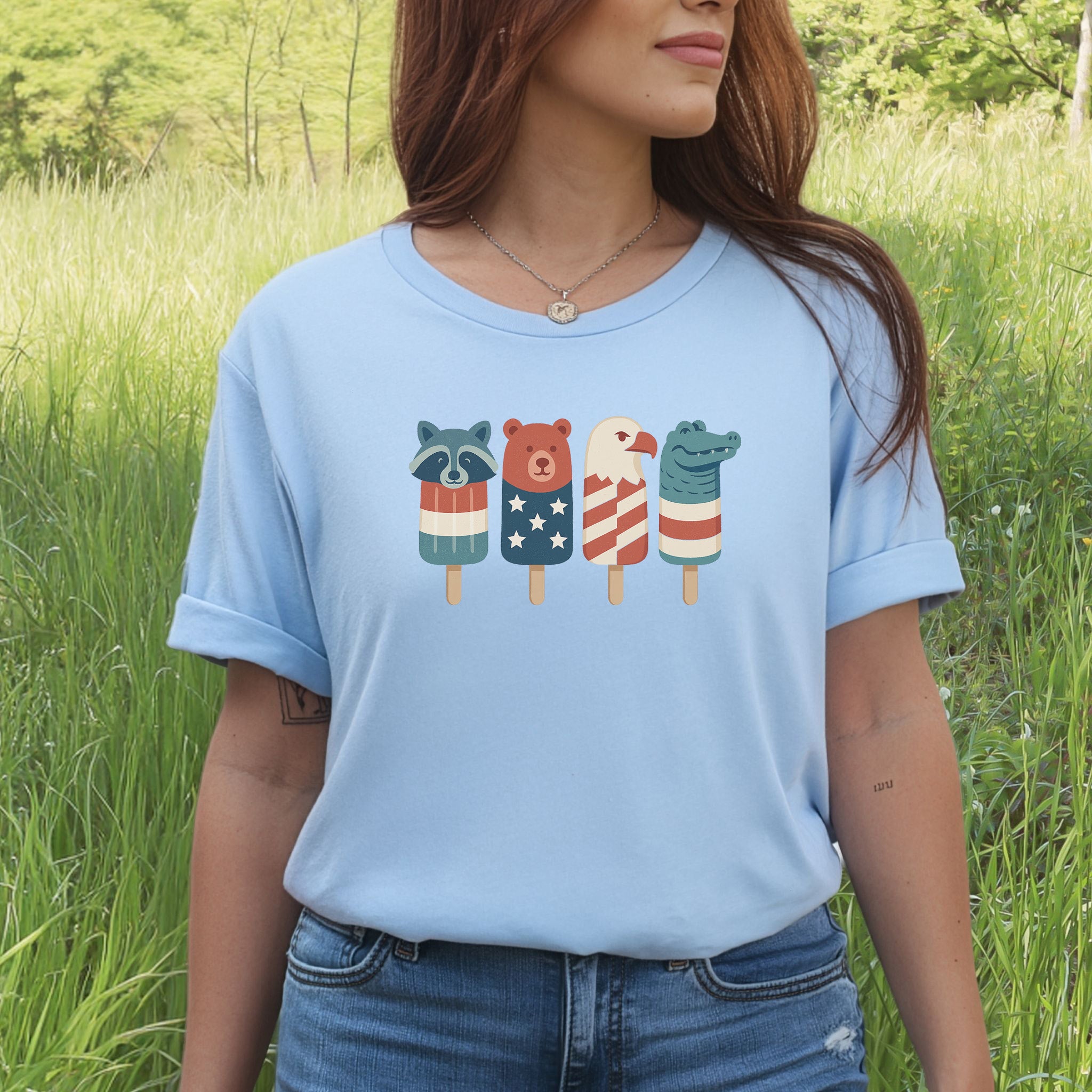 Patriotic Animal Popsicle T-Shirt – Funny 4th of July Ice Pop Tee