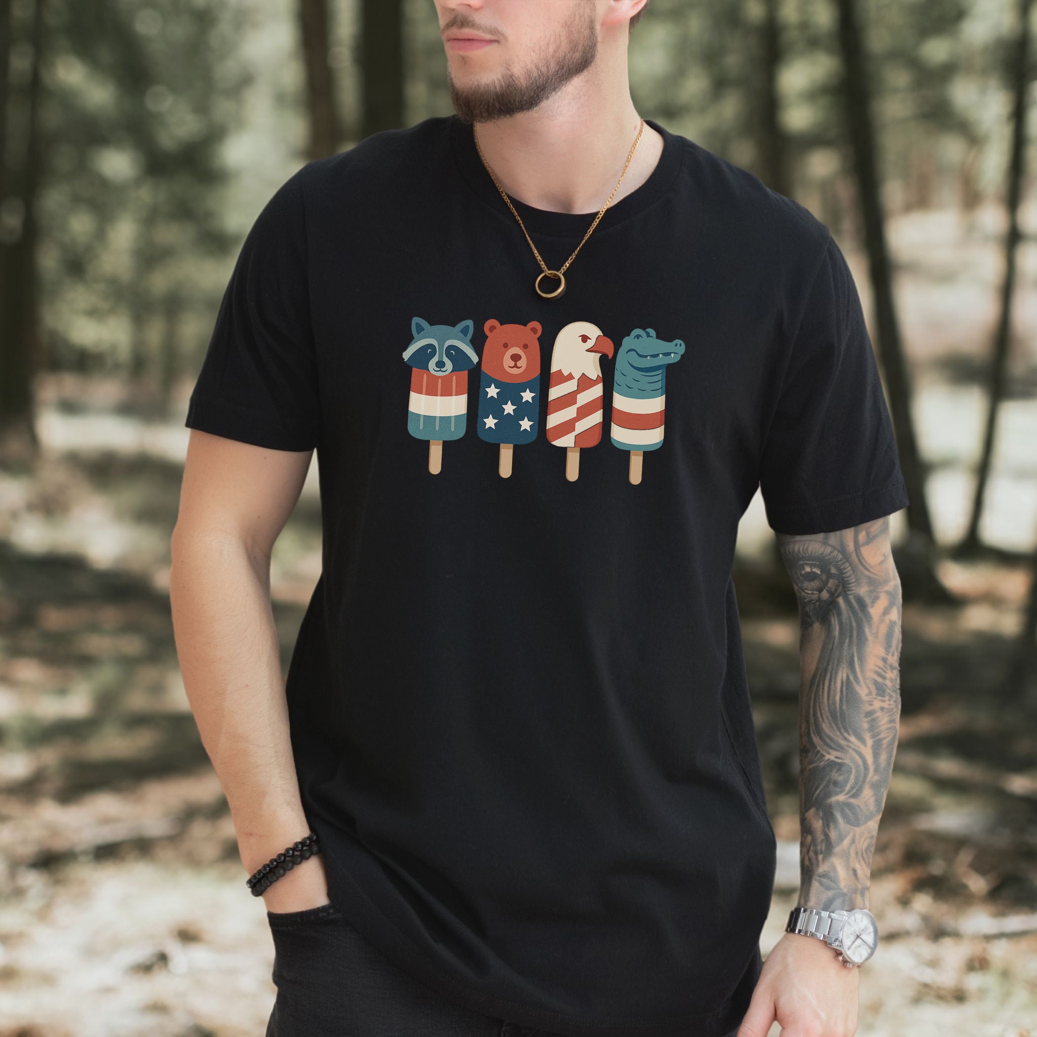 Patriotic Animal Popsicle T-Shirt – Funny 4th of July Ice Pop Tee