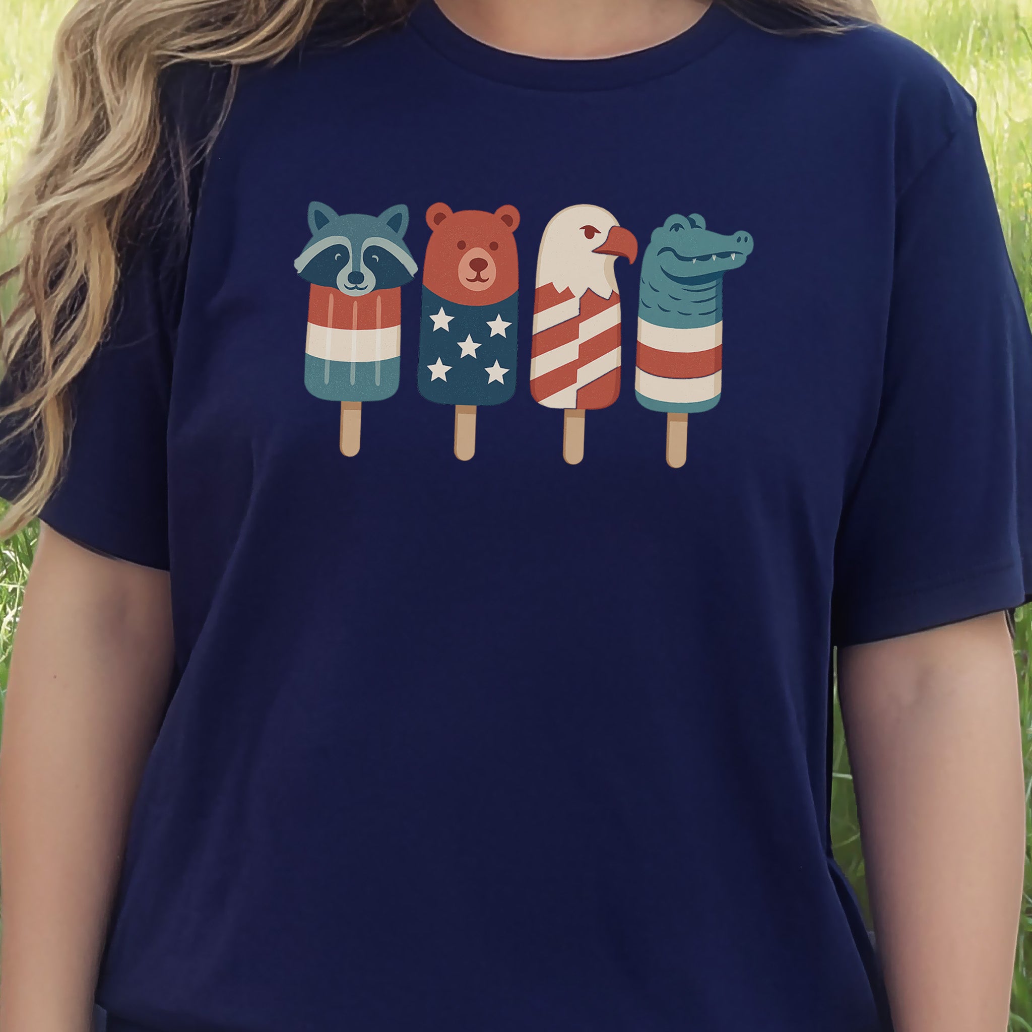 Patriotic Animal Popsicle T-Shirt – Funny 4th of July Ice Pop Tee