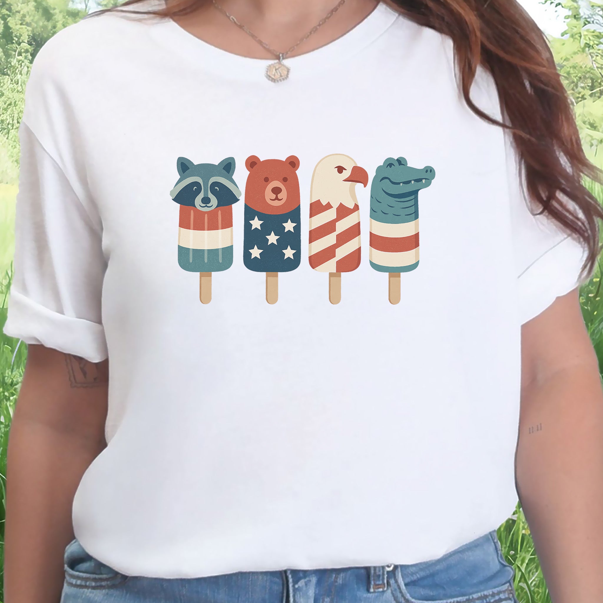 Patriotic Animal Popsicle T-Shirt – Funny 4th of July Ice Pop Tee