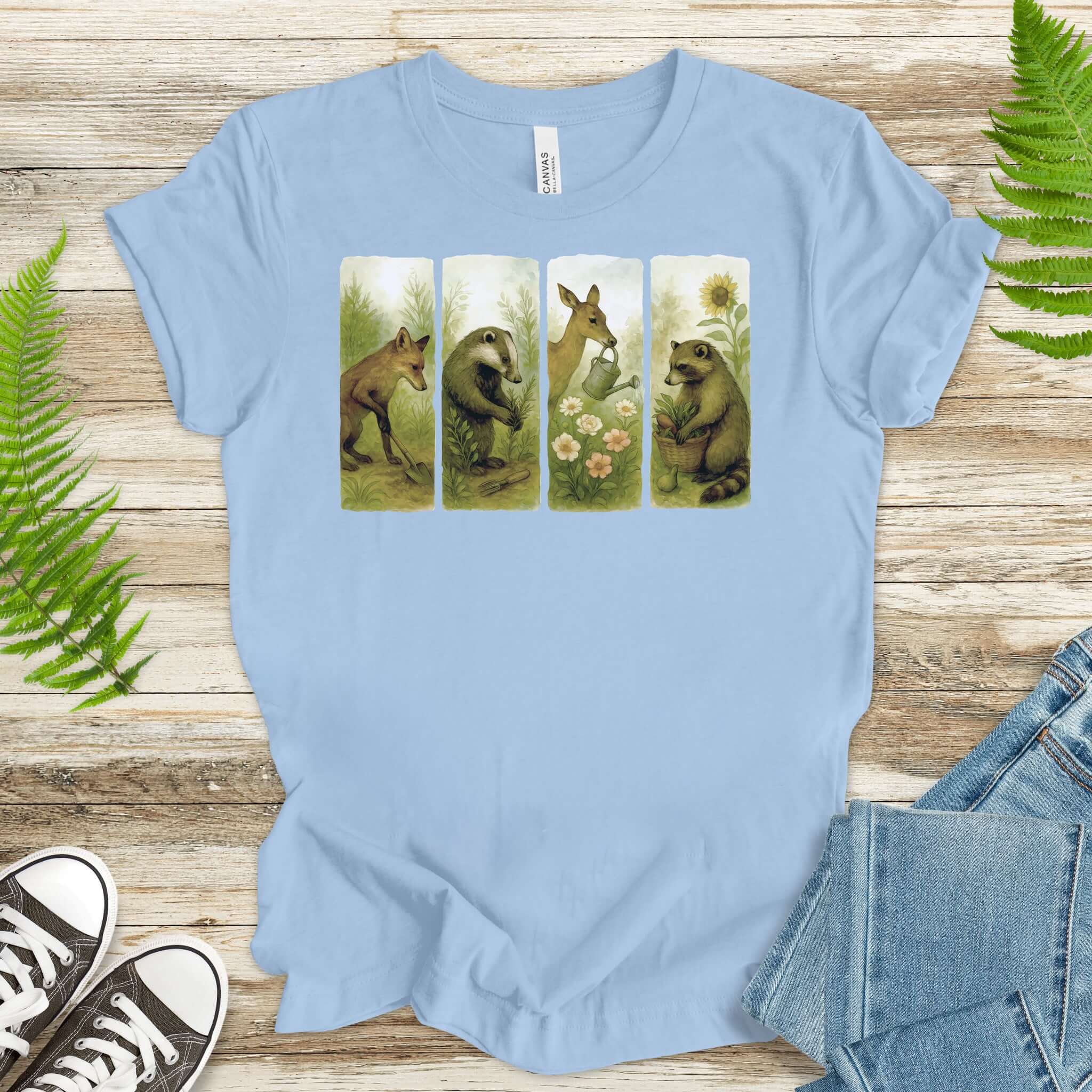 Woodland Garden Club T-Shirt – Watercolor Animal Gardening Tee