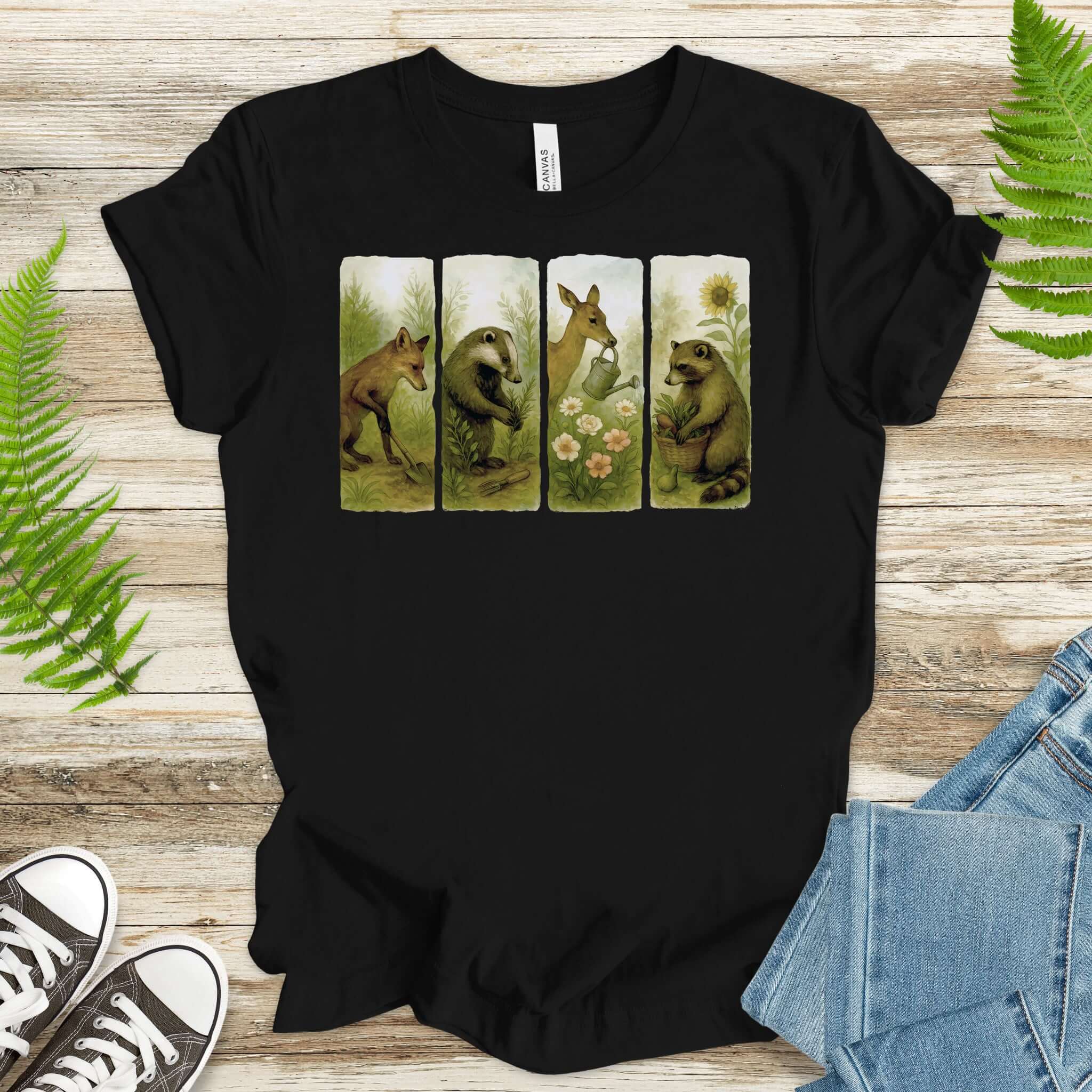 Woodland Garden Club T-Shirt – Watercolor Animal Gardening Tee