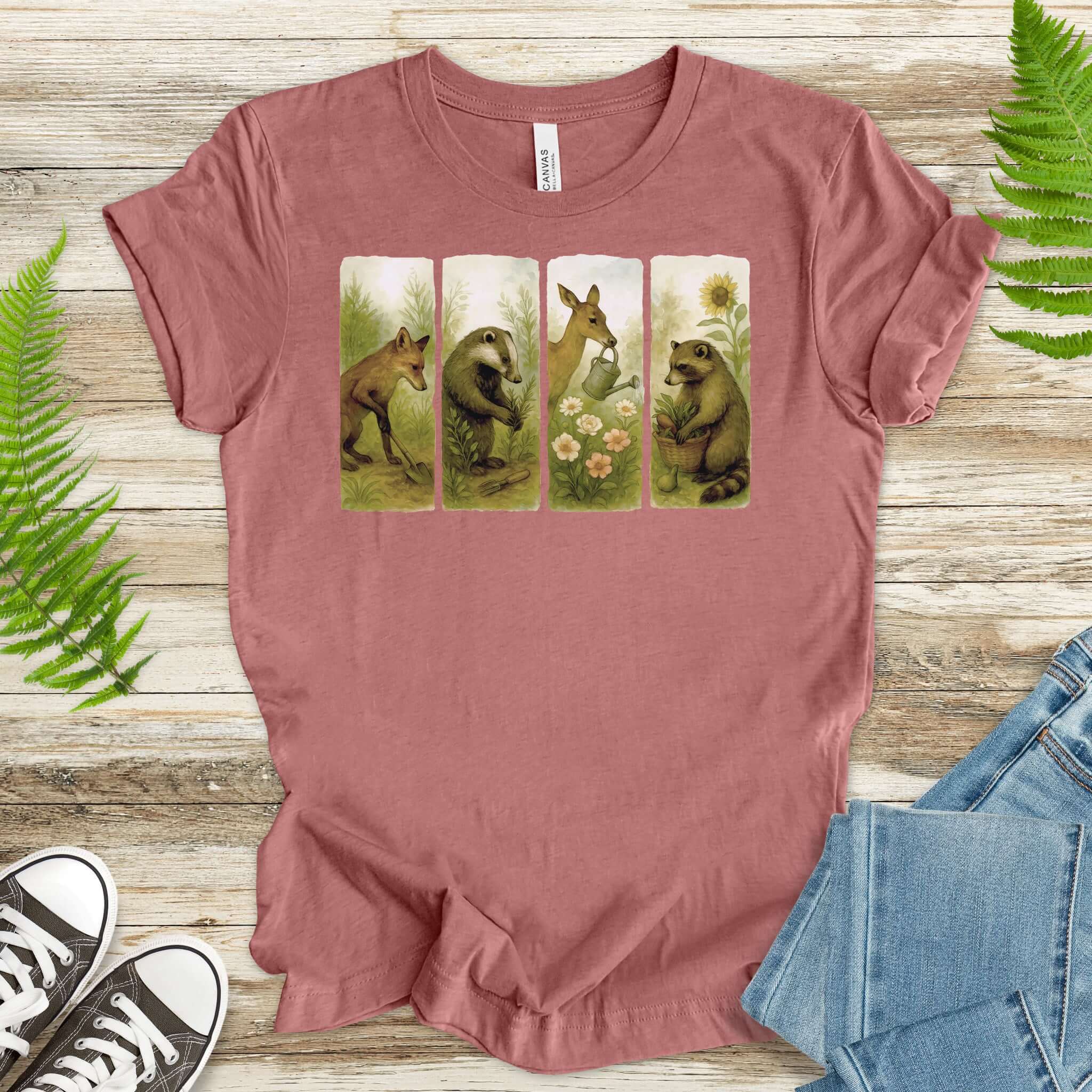 Woodland Garden Club T-Shirt – Watercolor Animal Gardening Tee