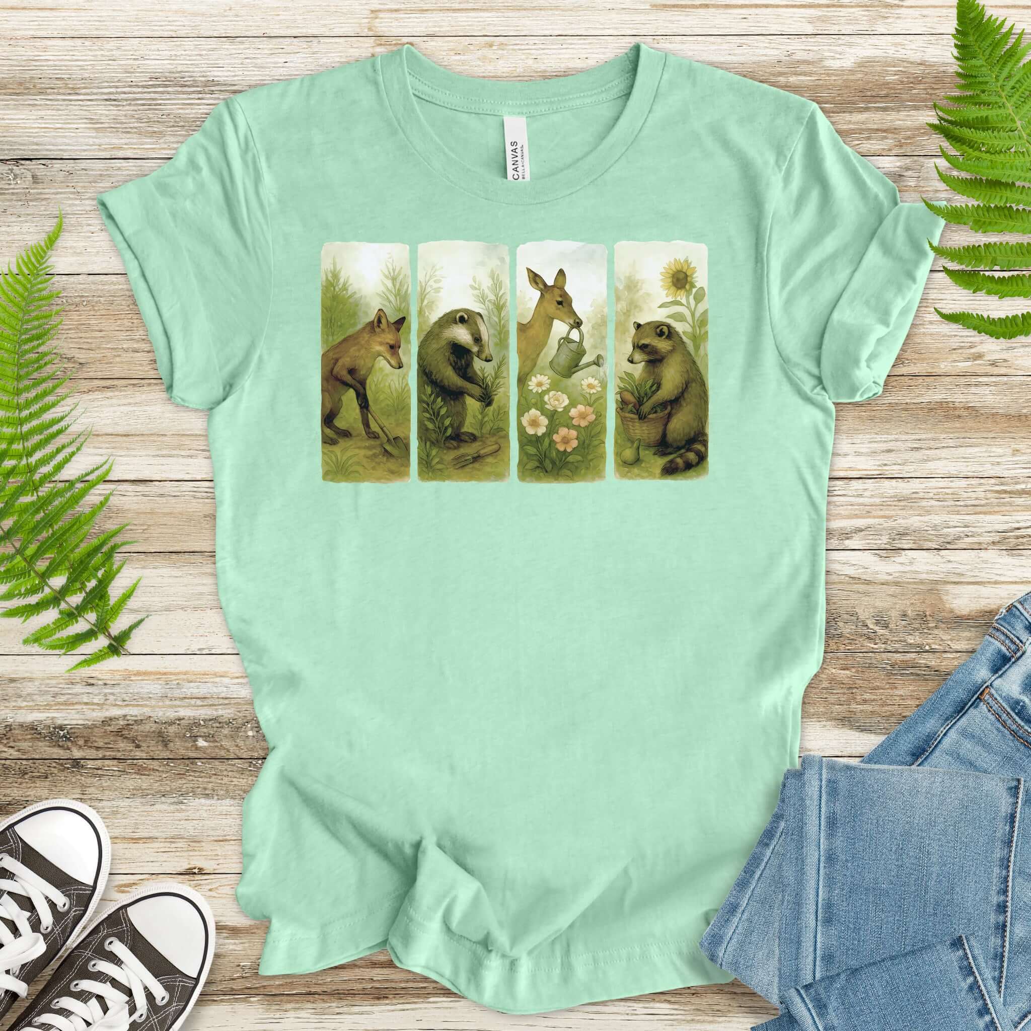 Woodland Garden Club T-Shirt – Watercolor Animal Gardening Tee