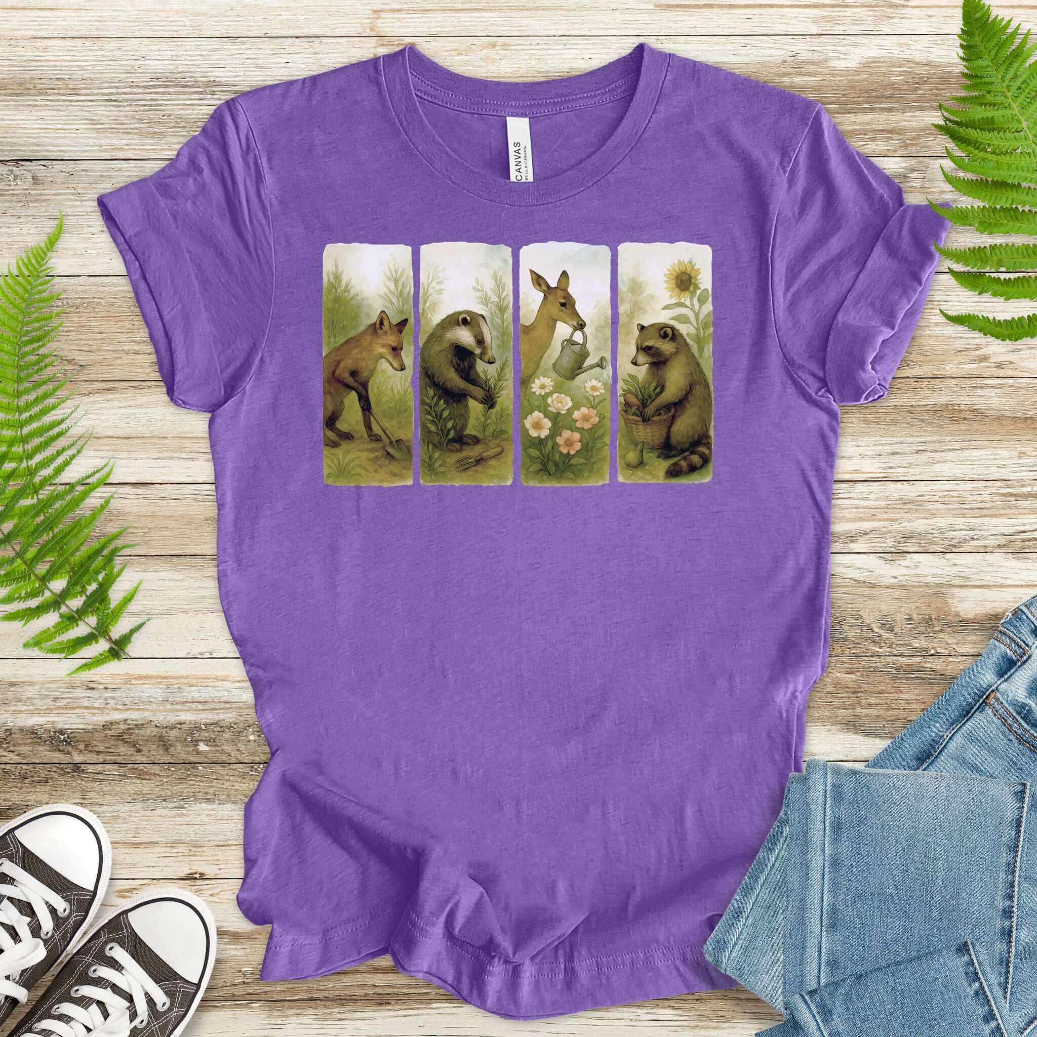 Woodland Garden Club T-Shirt – Watercolor Animal Gardening Tee