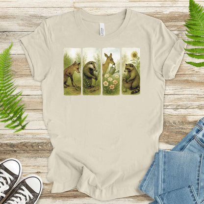 Woodland Garden Club T-Shirt – Watercolor Animal Gardening Tee