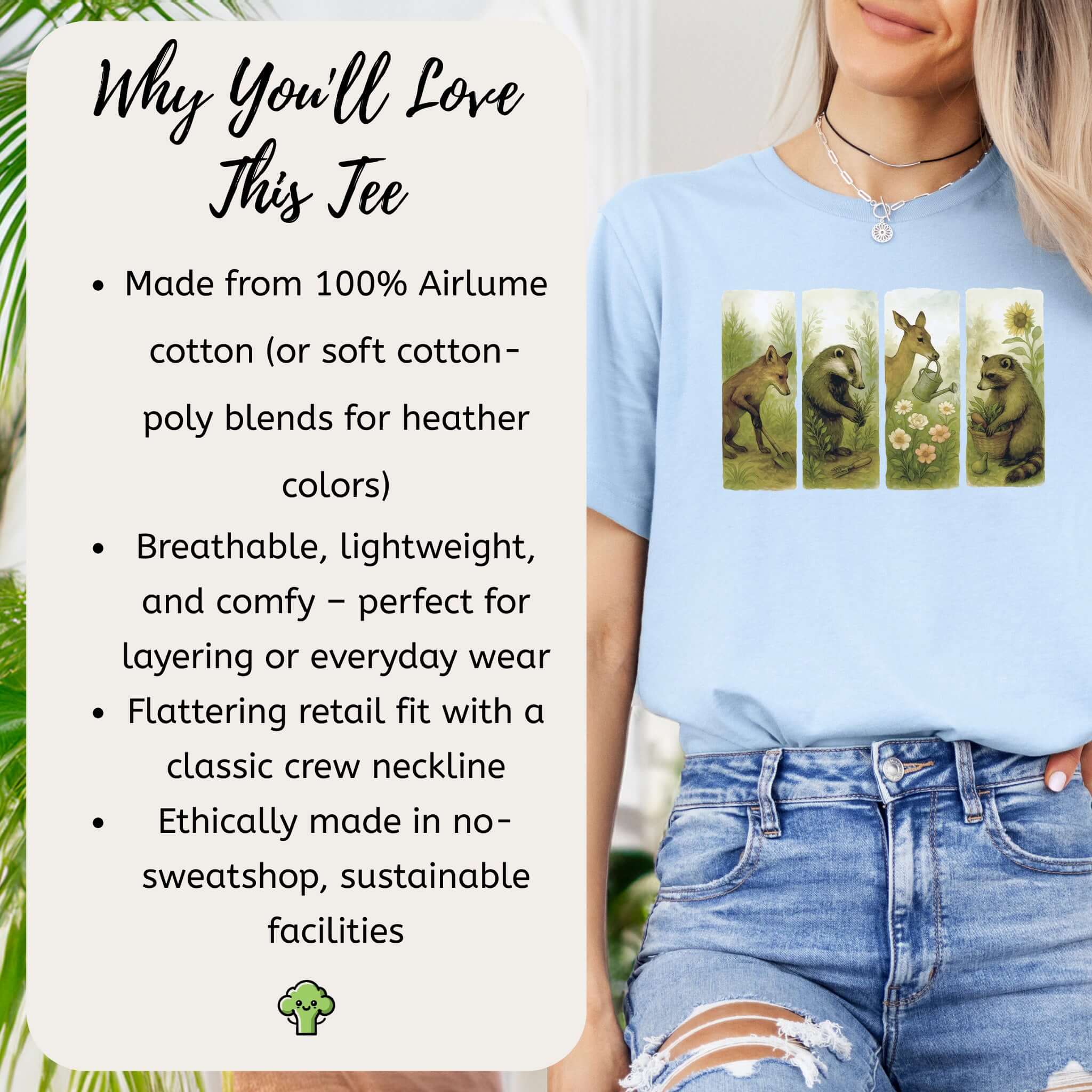 Woodland Garden Club T-Shirt – Watercolor Animal Gardening Tee