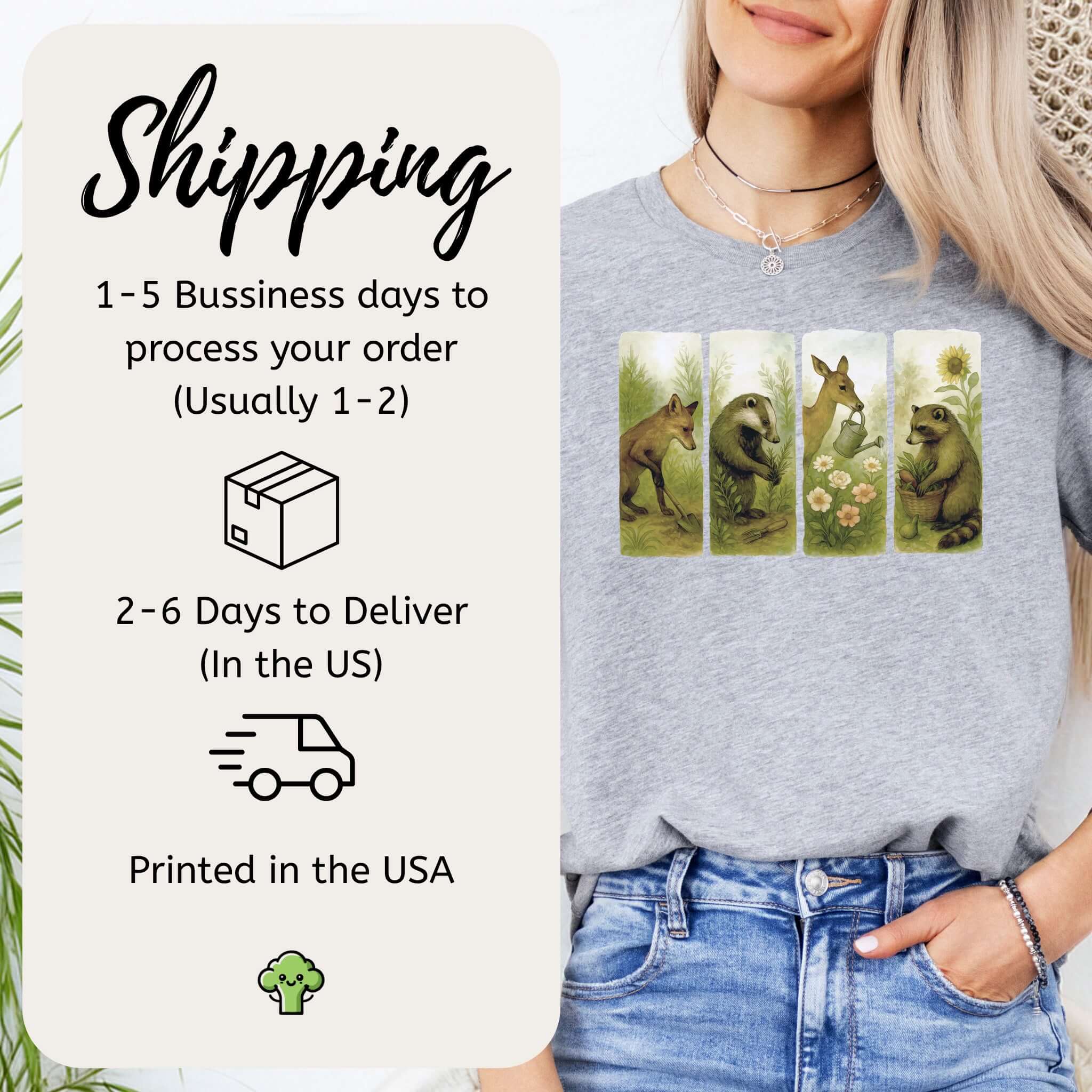 Woodland Garden Club T-Shirt – Watercolor Animal Gardening Tee