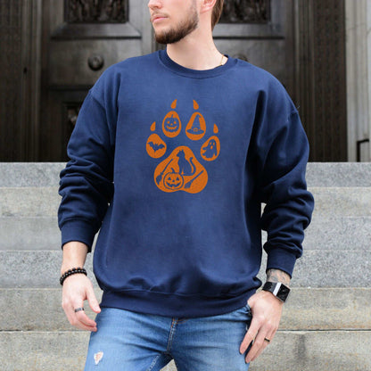 Halloween Cat Paw Print Sweatshirt – Spooky Season Gift for Cat Lovers