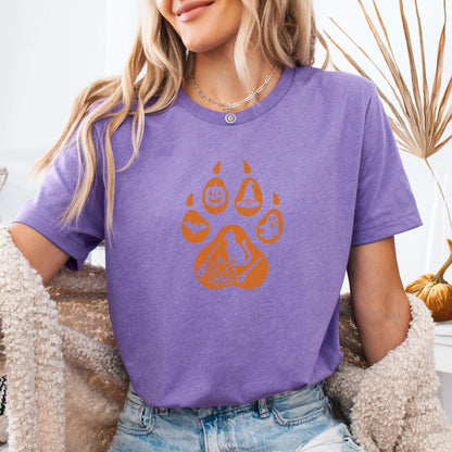 Halloween Cat Paw Print T-Shirt – Spooky Season Gift for Cat Lovers