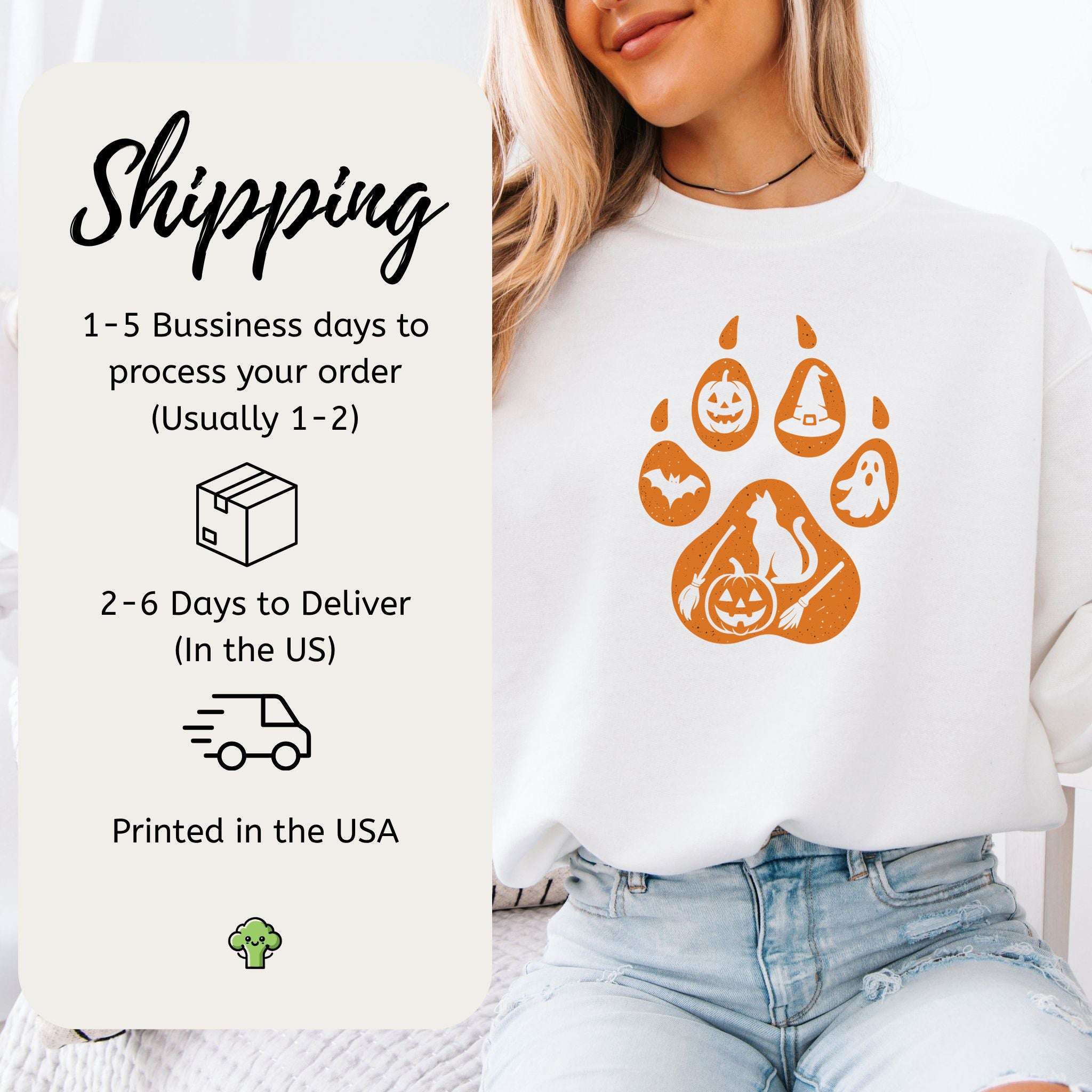 Halloween Cat Paw Print Sweatshirt – Spooky Season Gift for Cat Lovers
