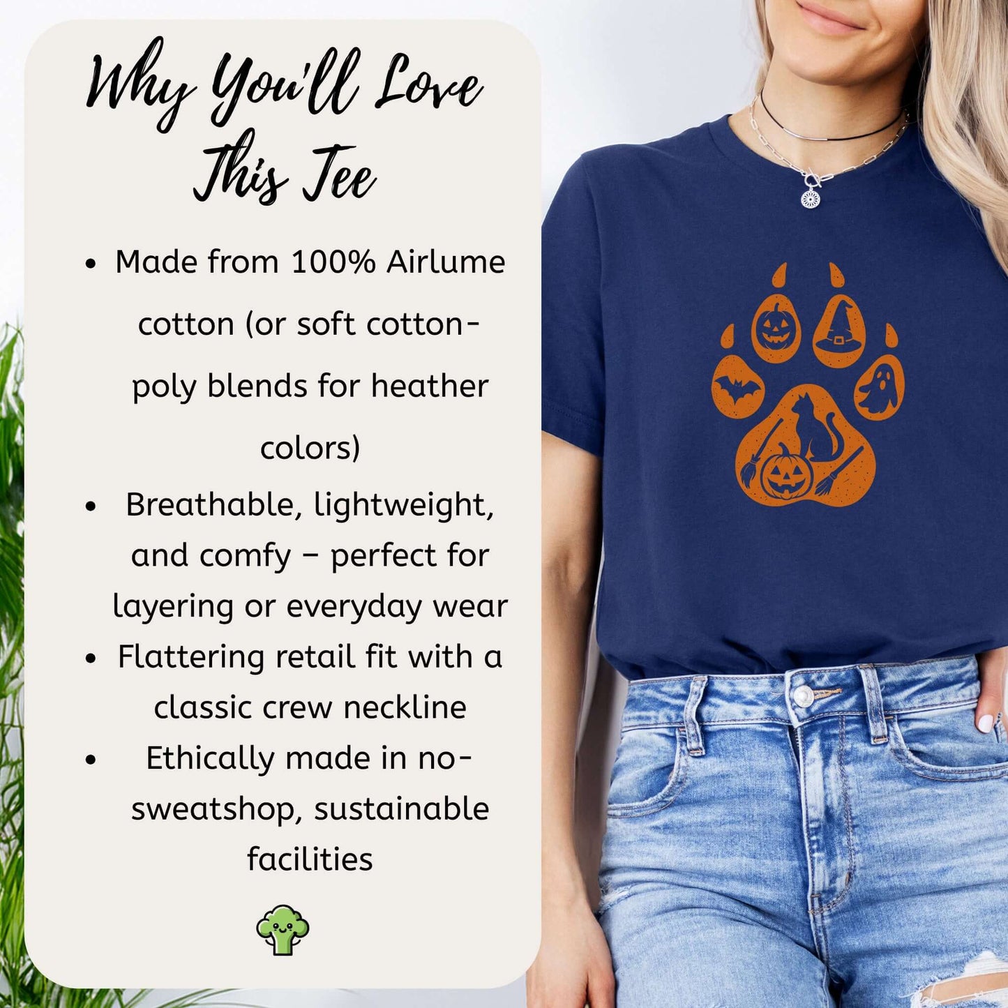 Halloween Cat Paw Print T-Shirt – Spooky Season Gift for Cat Lovers
