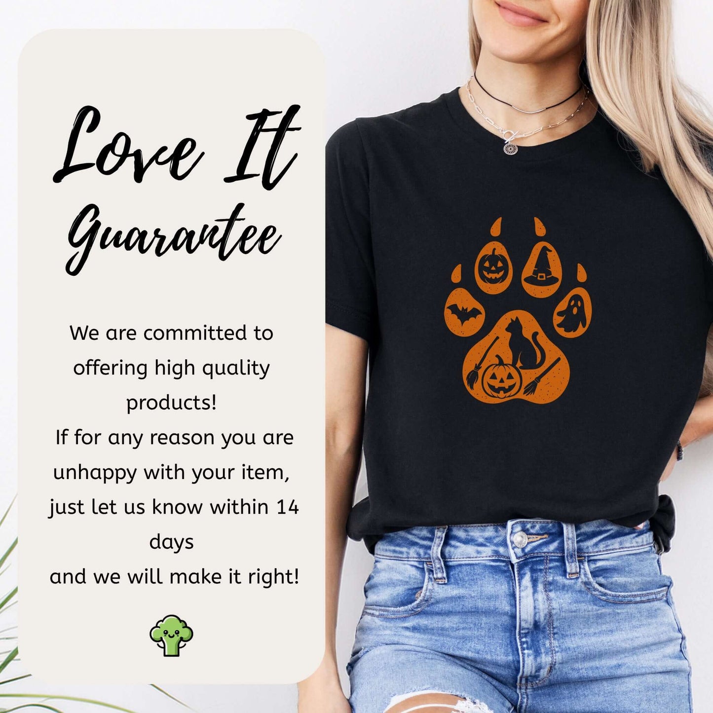 Halloween Cat Paw Print T-Shirt – Spooky Season Gift for Cat Lovers