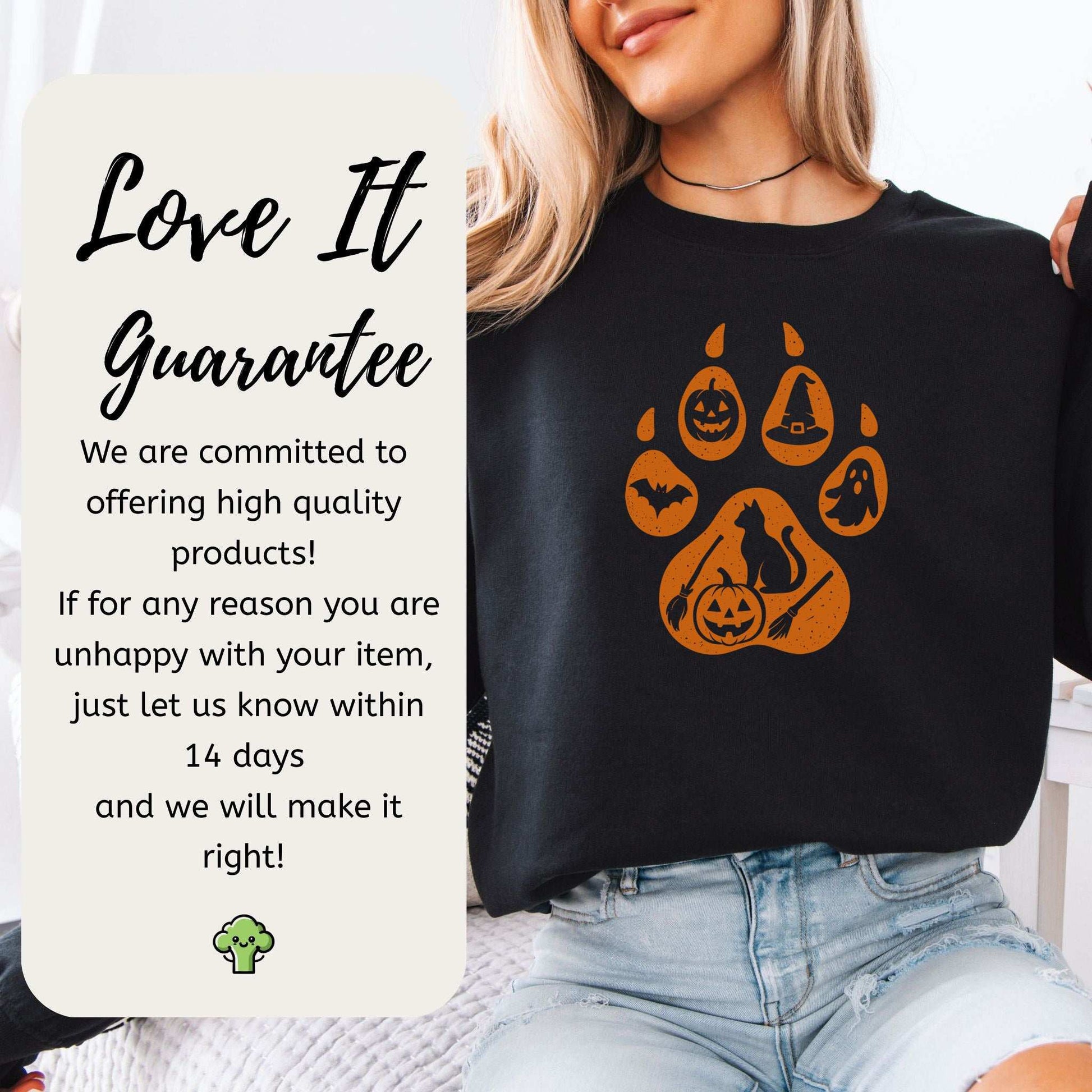 Halloween Cat Paw Print Sweatshirt – Spooky Season Gift for Cat Lovers
