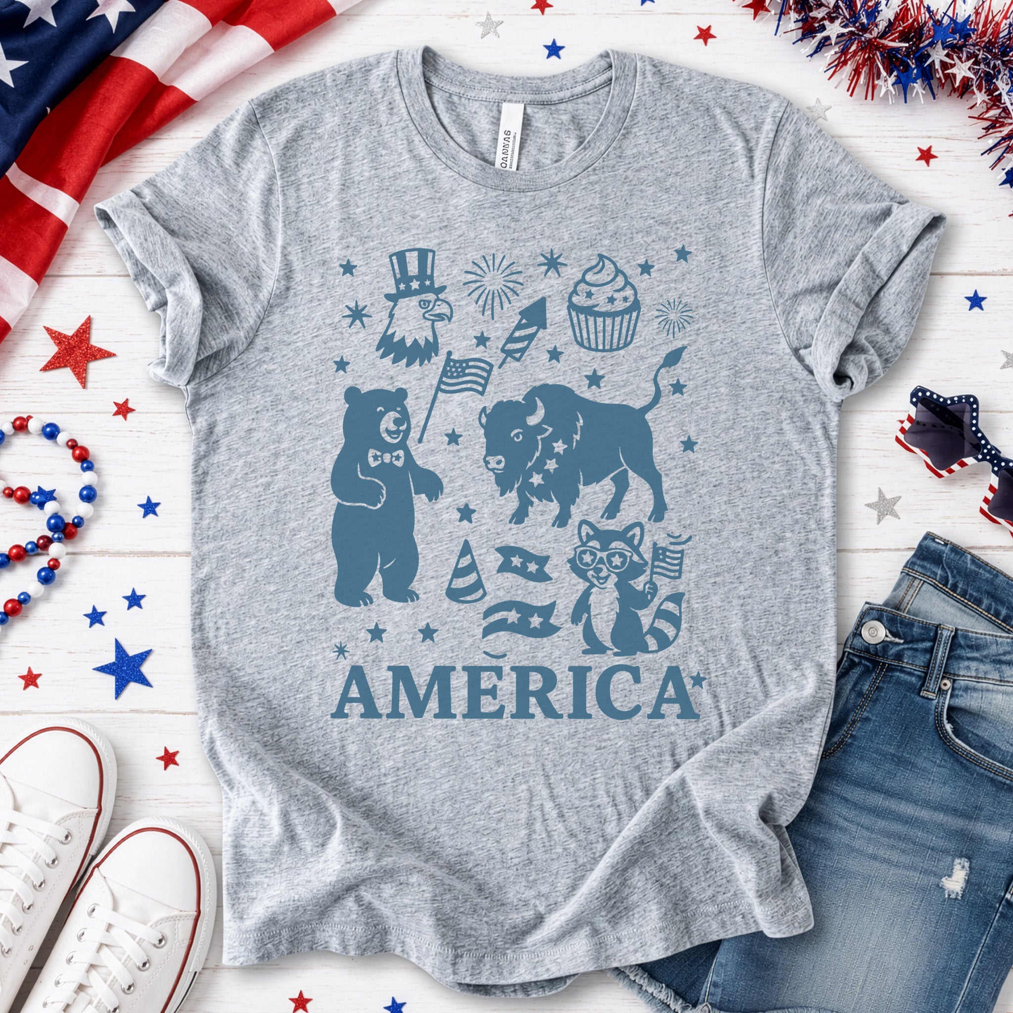 4th of July Funny Animal Party T-Shirt