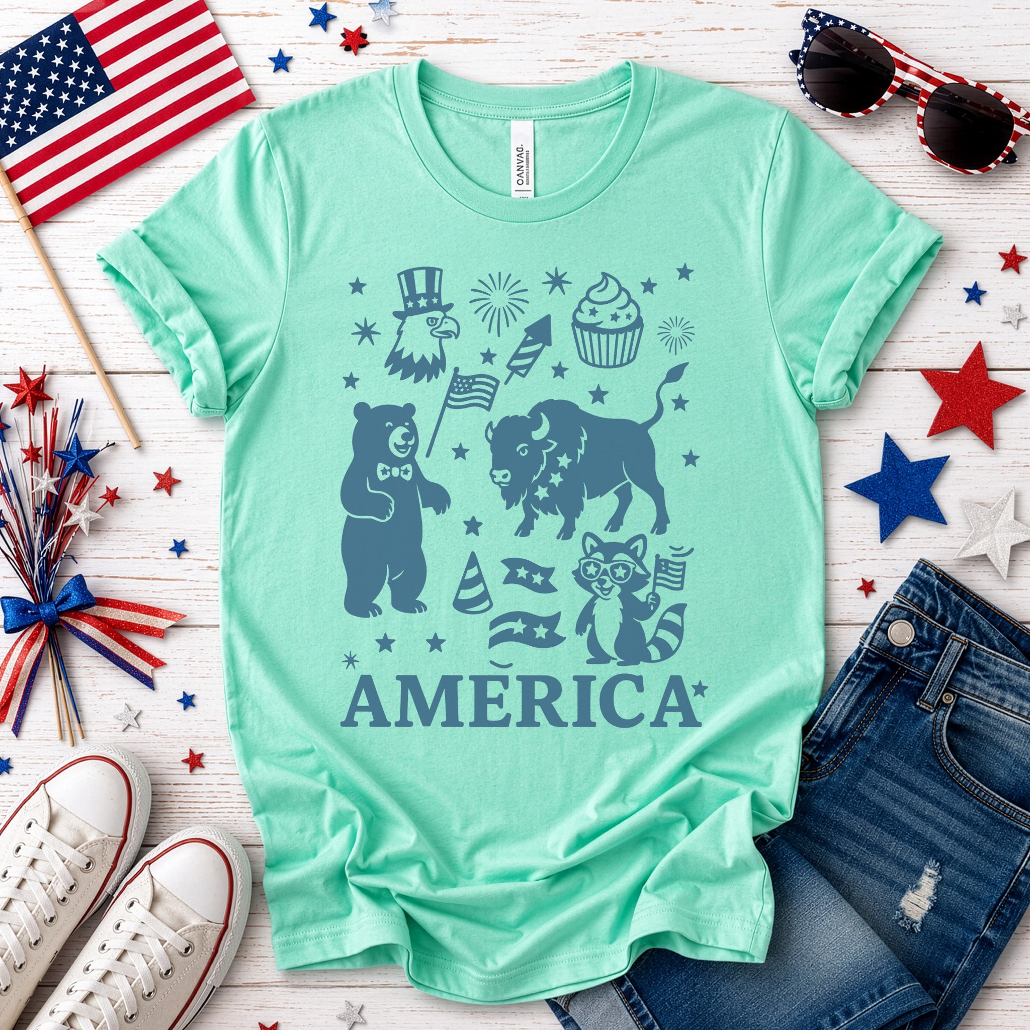4th of July Funny Animal Party T-Shirt
