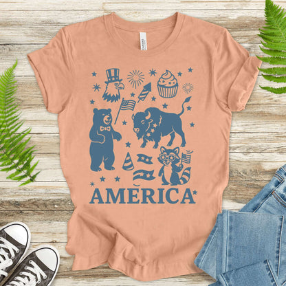 4th of July Funny Animal Party T-Shirt