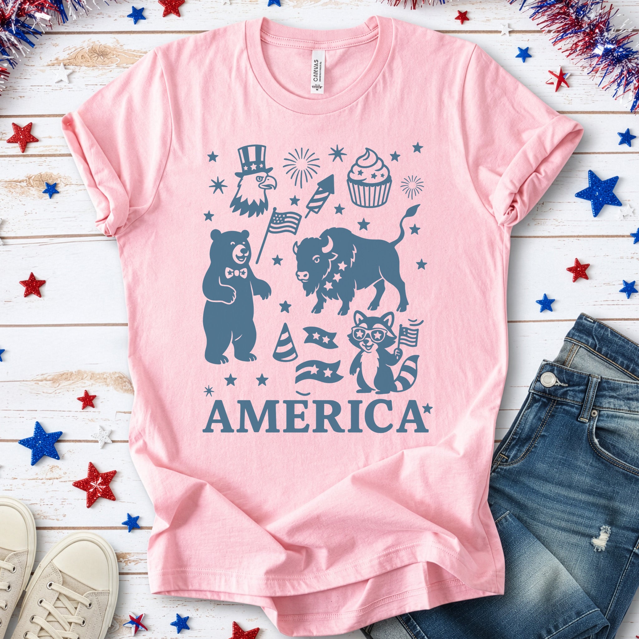 4th of July Funny Animal Party T-Shirt