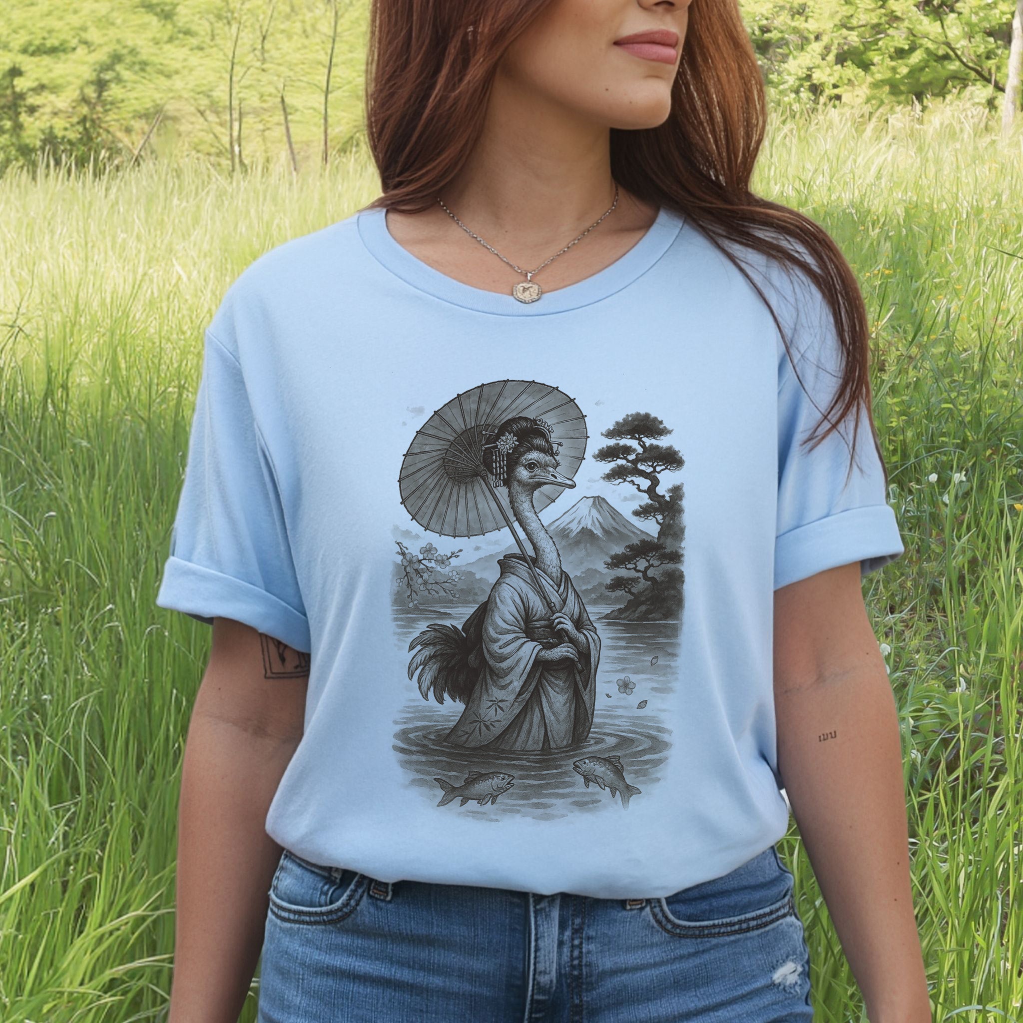 Ostrich Geisha T-Shirt – Vintage Japanese Bird Lover Tee