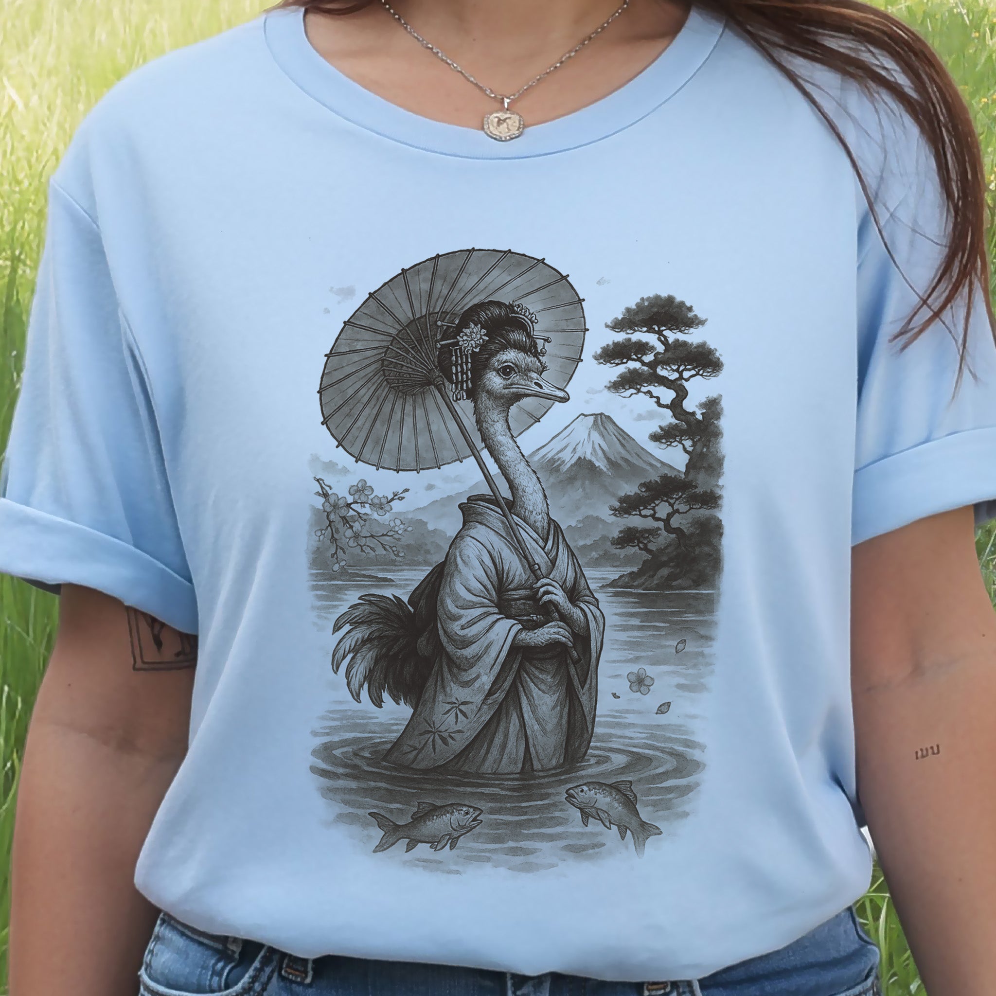 Ostrich Geisha T-Shirt – Vintage Japanese Bird Lover Tee