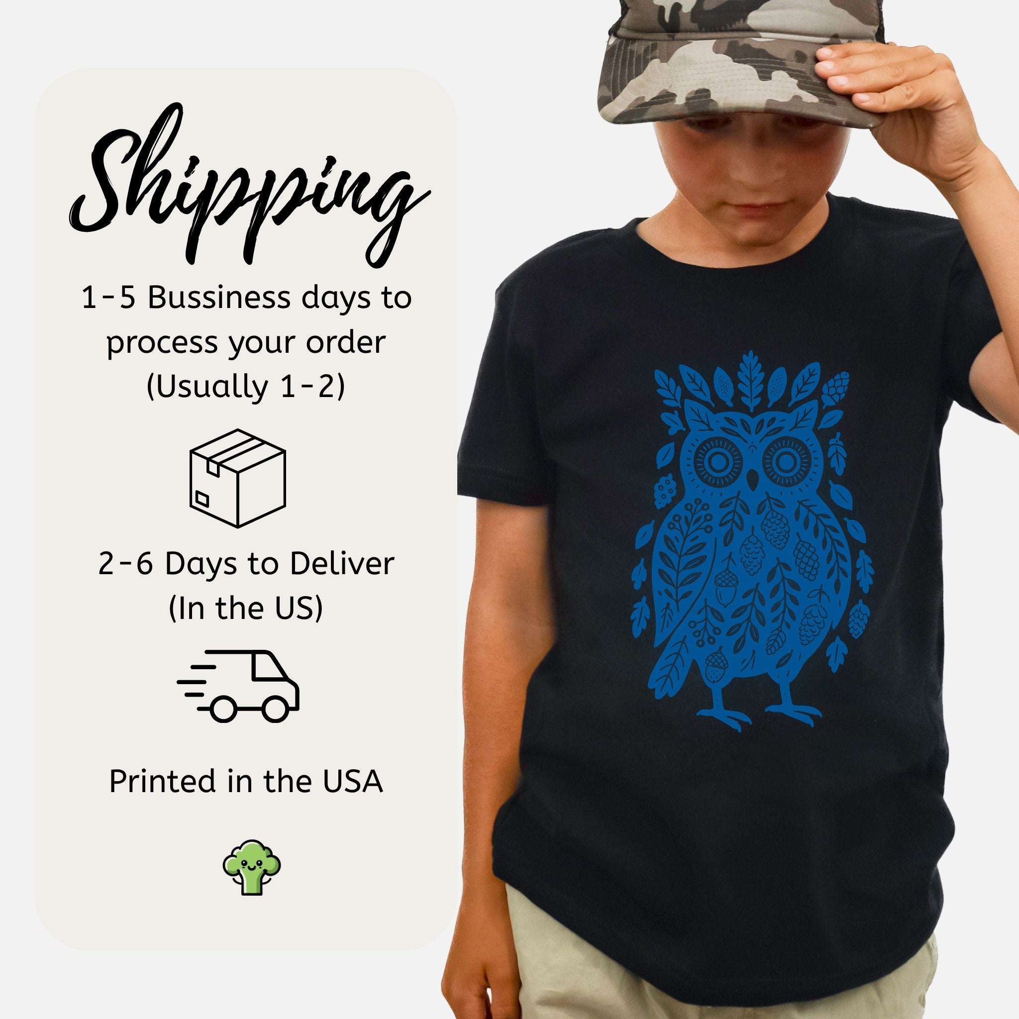 Owl Made of Nature Elements – Forest Wisdom Youth Tee