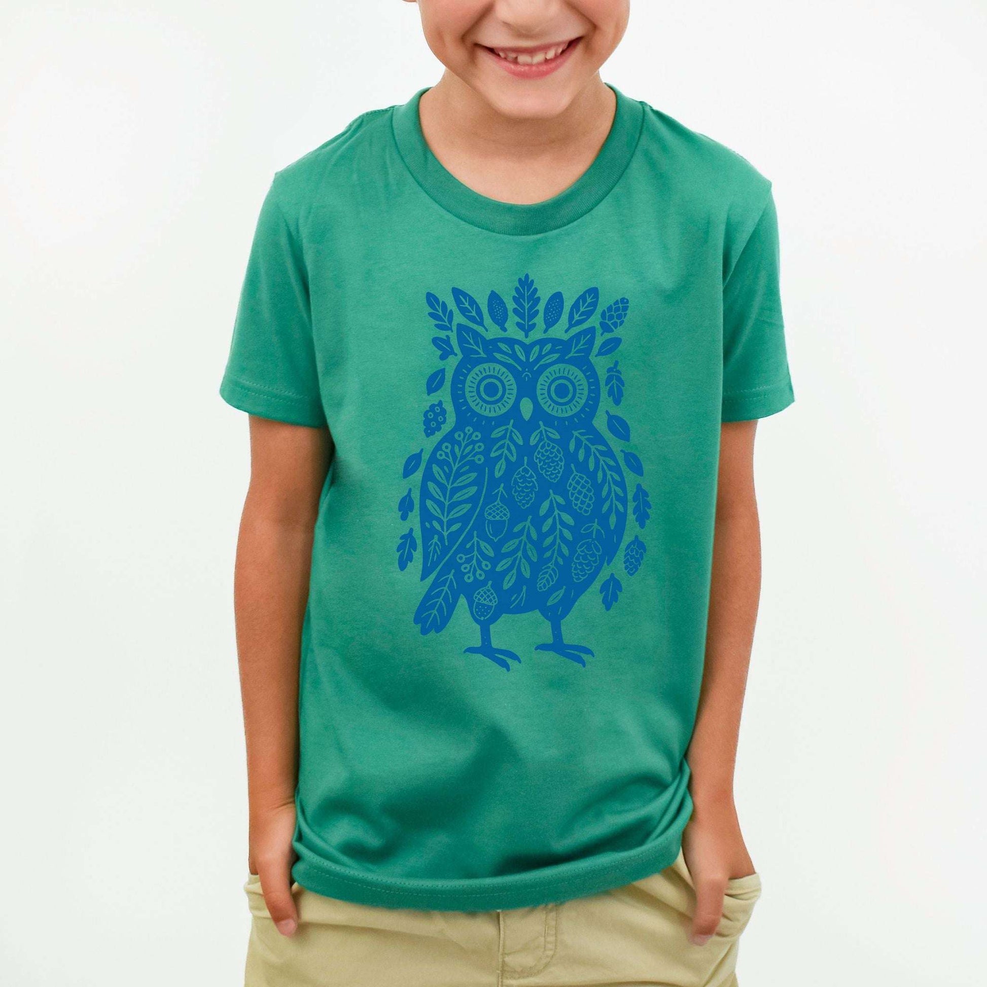 Owl Made of Nature Elements – Forest Wisdom Youth Tee