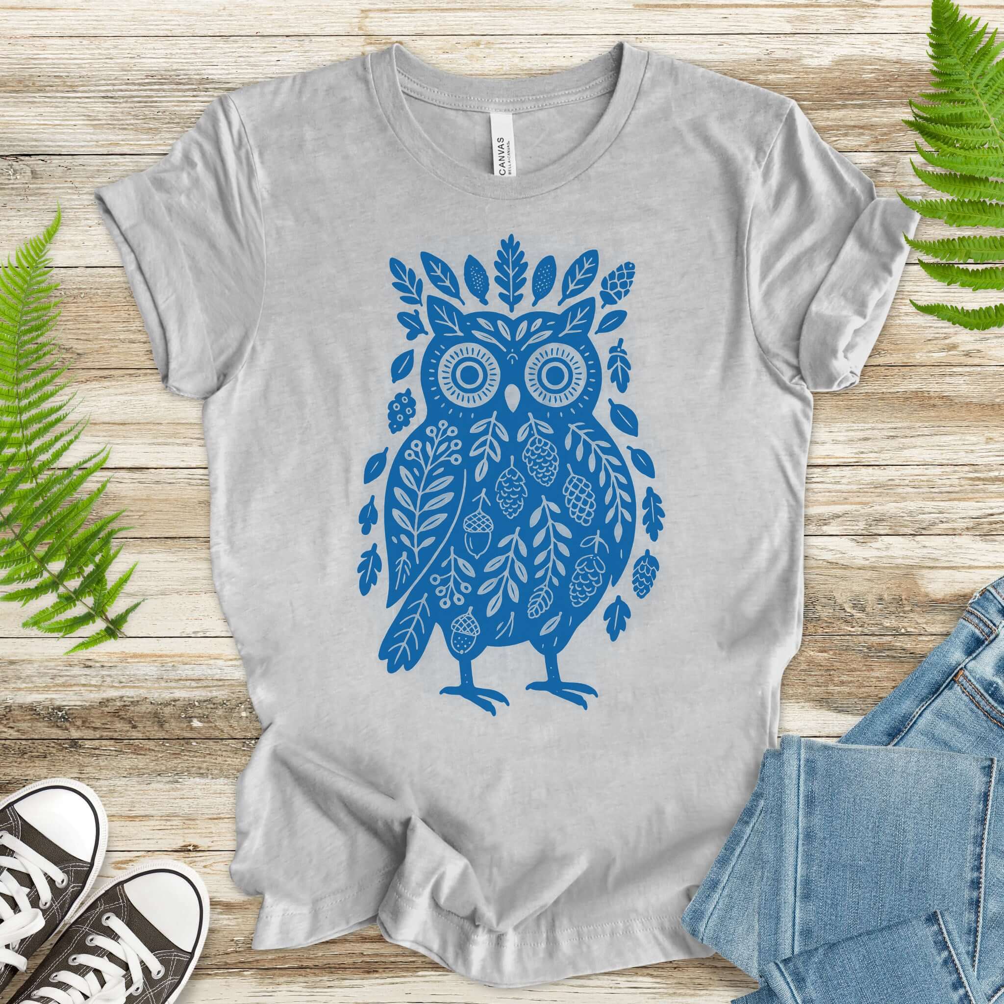 Owl Made of Nature Elements Forest T-Shirt